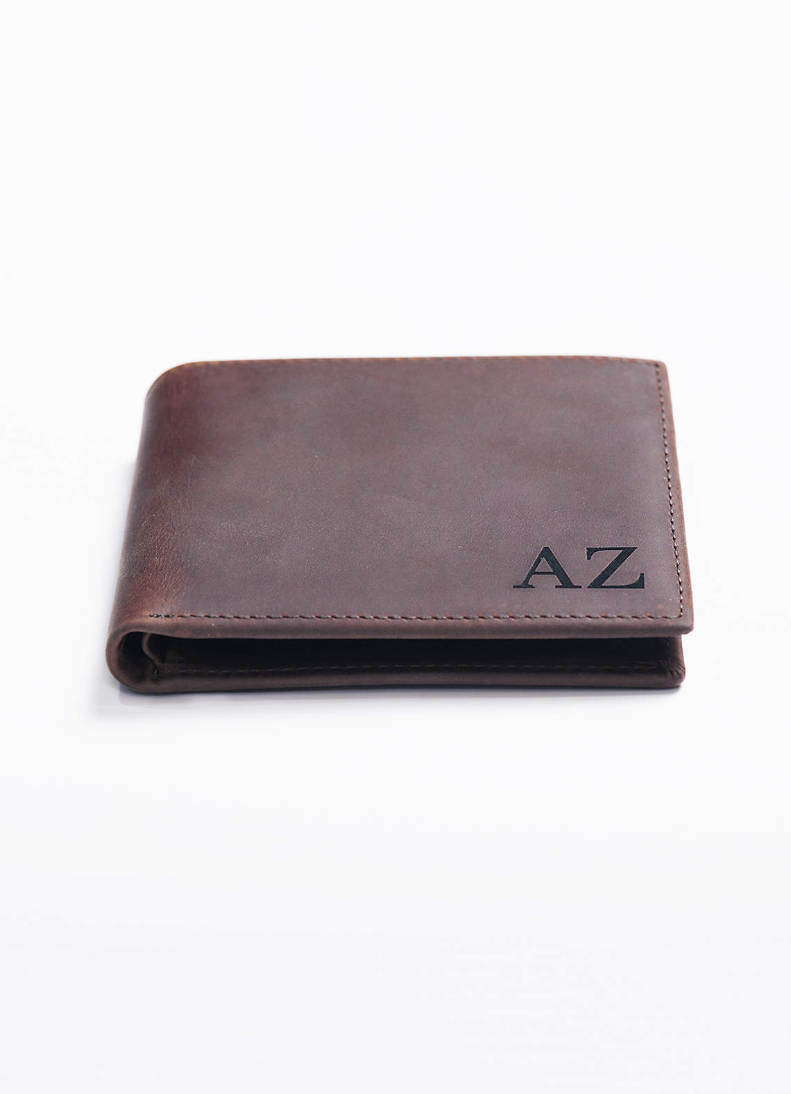 front Personalized Men's Leather Bifold Wallet