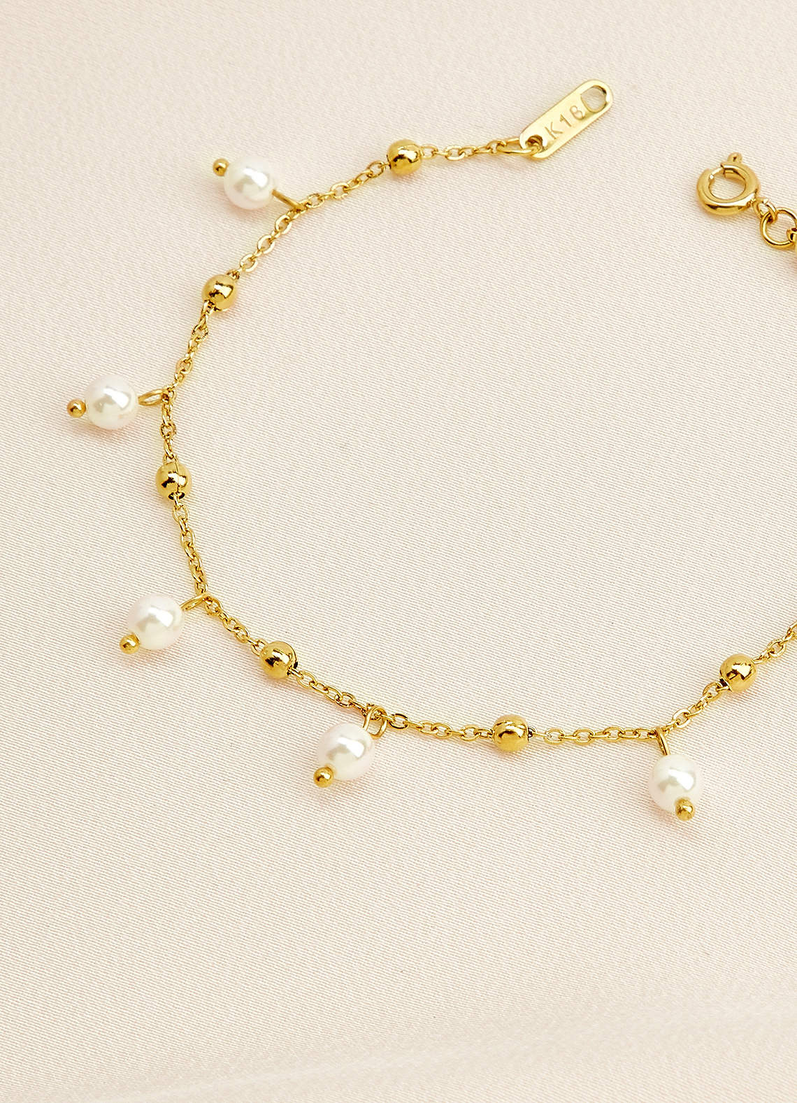 front Pearl Bead Chain Bracelet