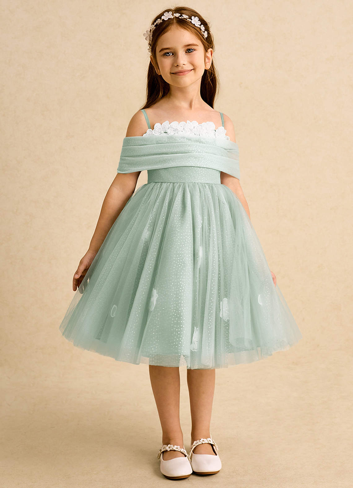 Azazie May Flower Girl Klänningar Klänning Balklänning i Tyll Plisserad image1