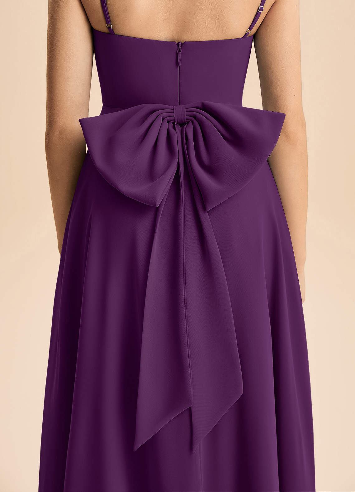 Azazie Bear Junior Powder Pink A-Line Pleated Chiffon Dress image6