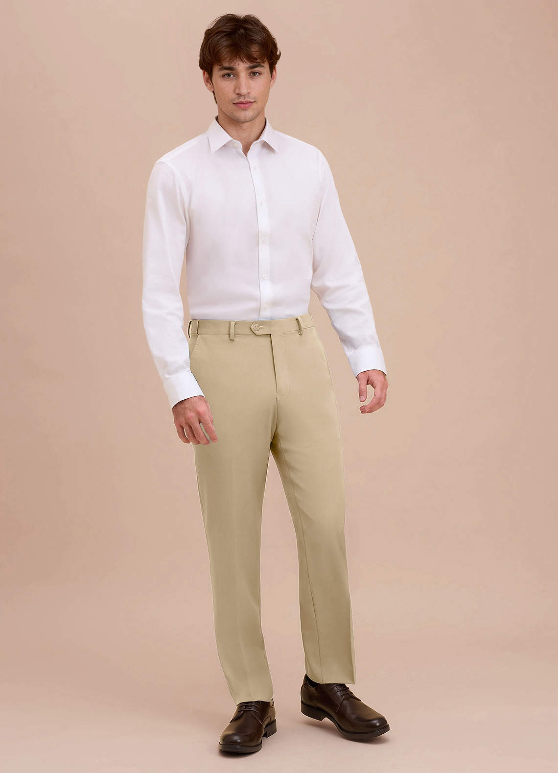 front Ethan Champagne Refined Weave Performance Dress Pants