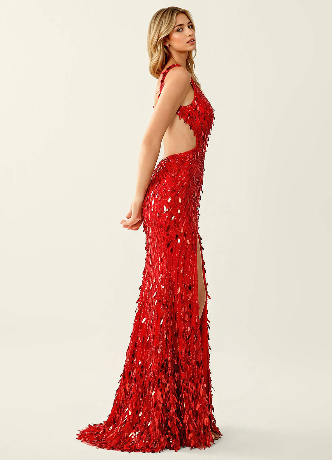 Azazie Red Corset Lace Up V Neck Formal Dress Azazie Red Corset Lace Up V Neck Formal Dress