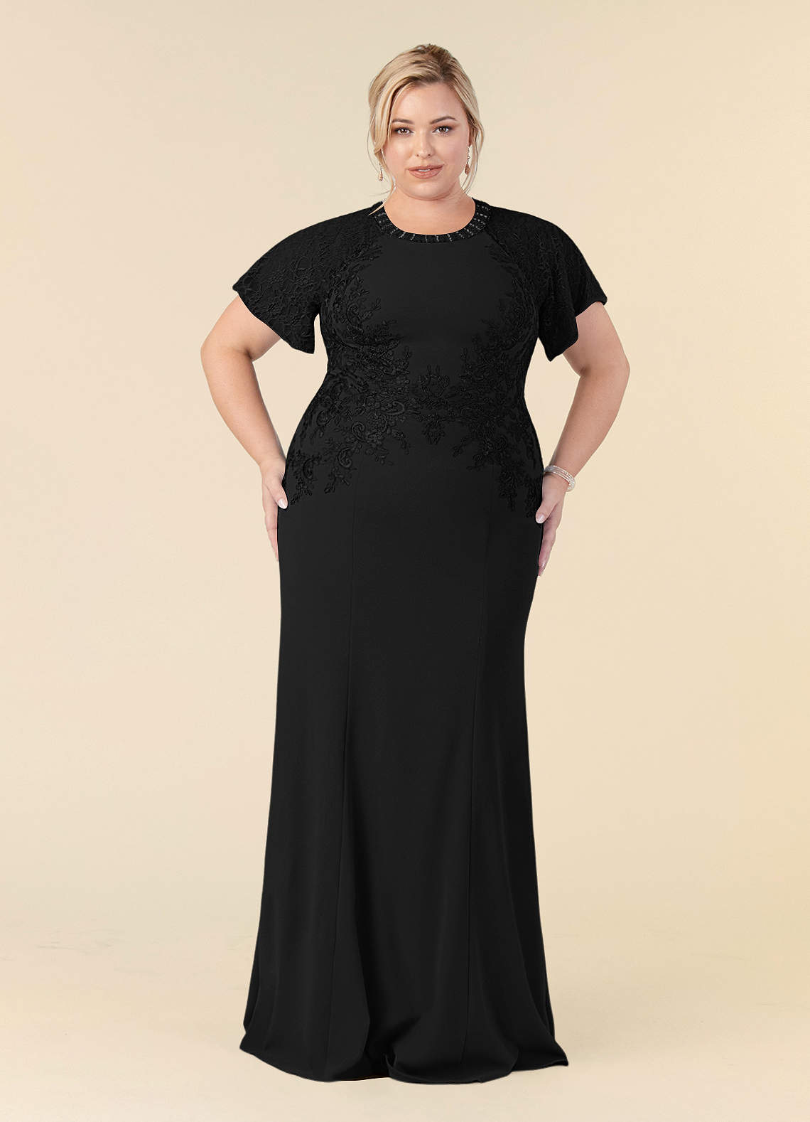 knee length dresses for ladies Mermaid Black Lace Long Prom Dress, Strapless Mermaid Black Formal Dre –  abcprom main image 1