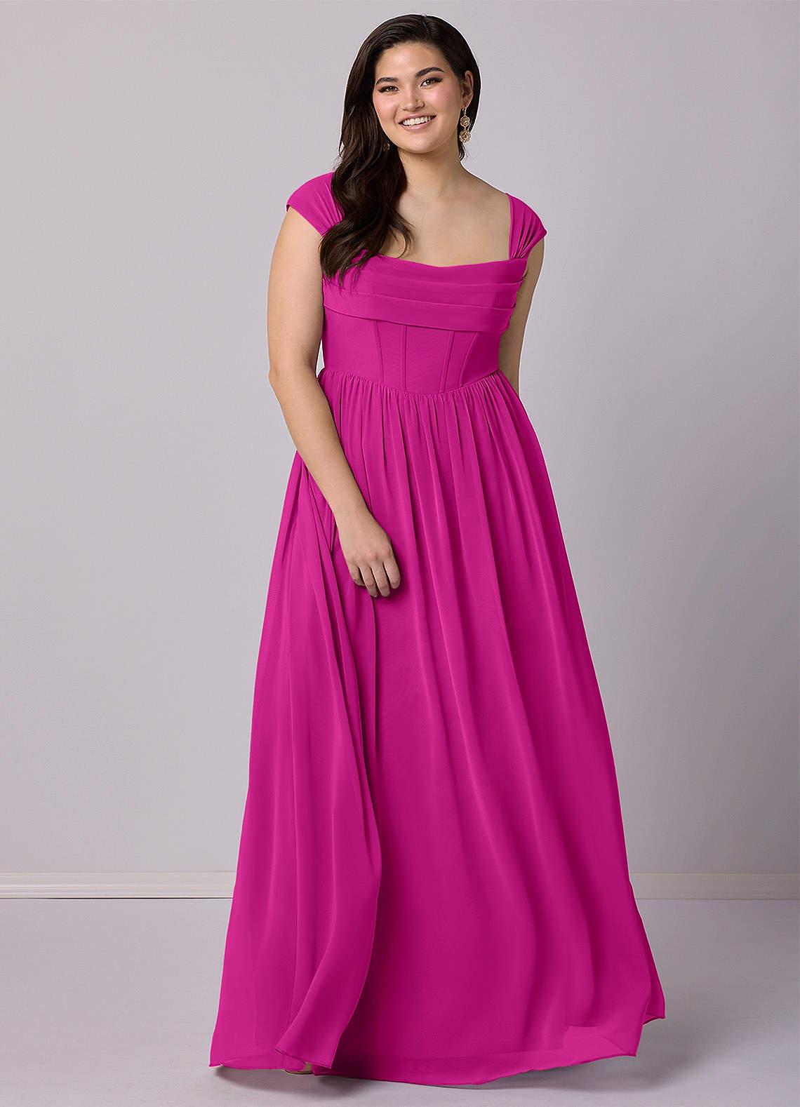 Barbie ♥ Azazie Bridesmaid Dresses Fuchsia A-Line Corset Chiffon Dress image11