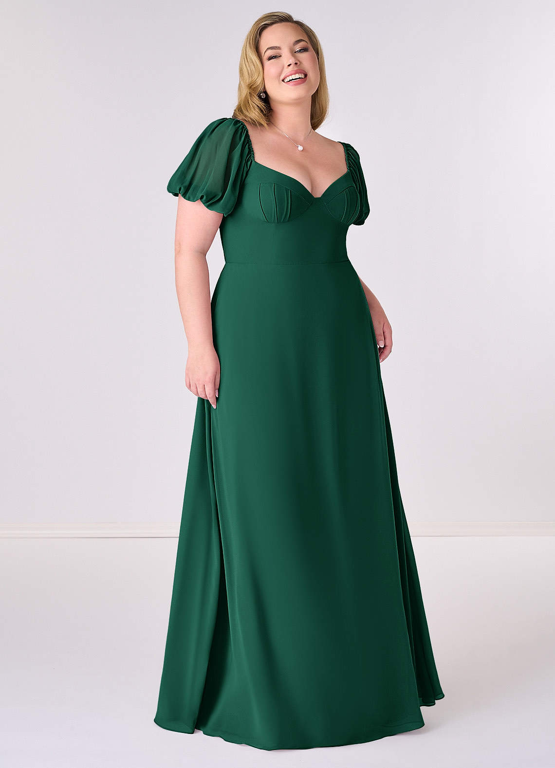 Barbie ♥ Azazie Bridesmaid Dresses Emerald A-Line Pleated Chiffon Dress image6