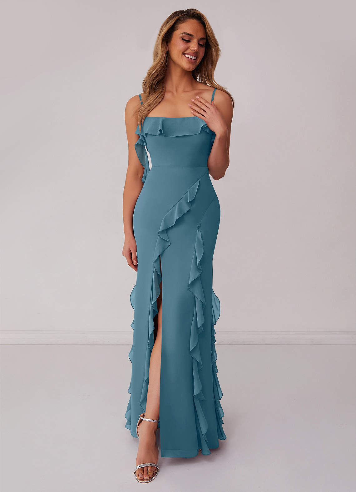 Barbie ♥ Azazie Bridesmaid Dresses Bermuda Sheath Bow Chiffon Dress image2