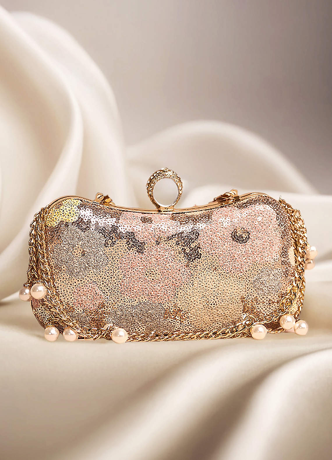 front Sequin Embellished Clutch