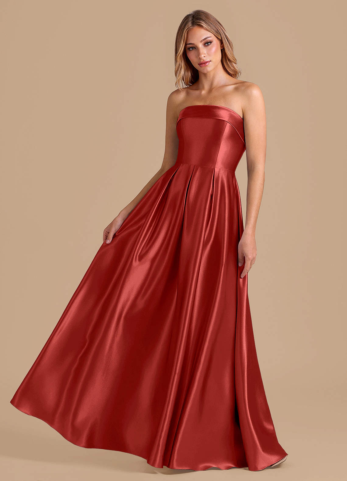 sachin and babi light blue dress Azazie A-Line Straight Floor-Length Metallic Satin Bridesmaid Dresses