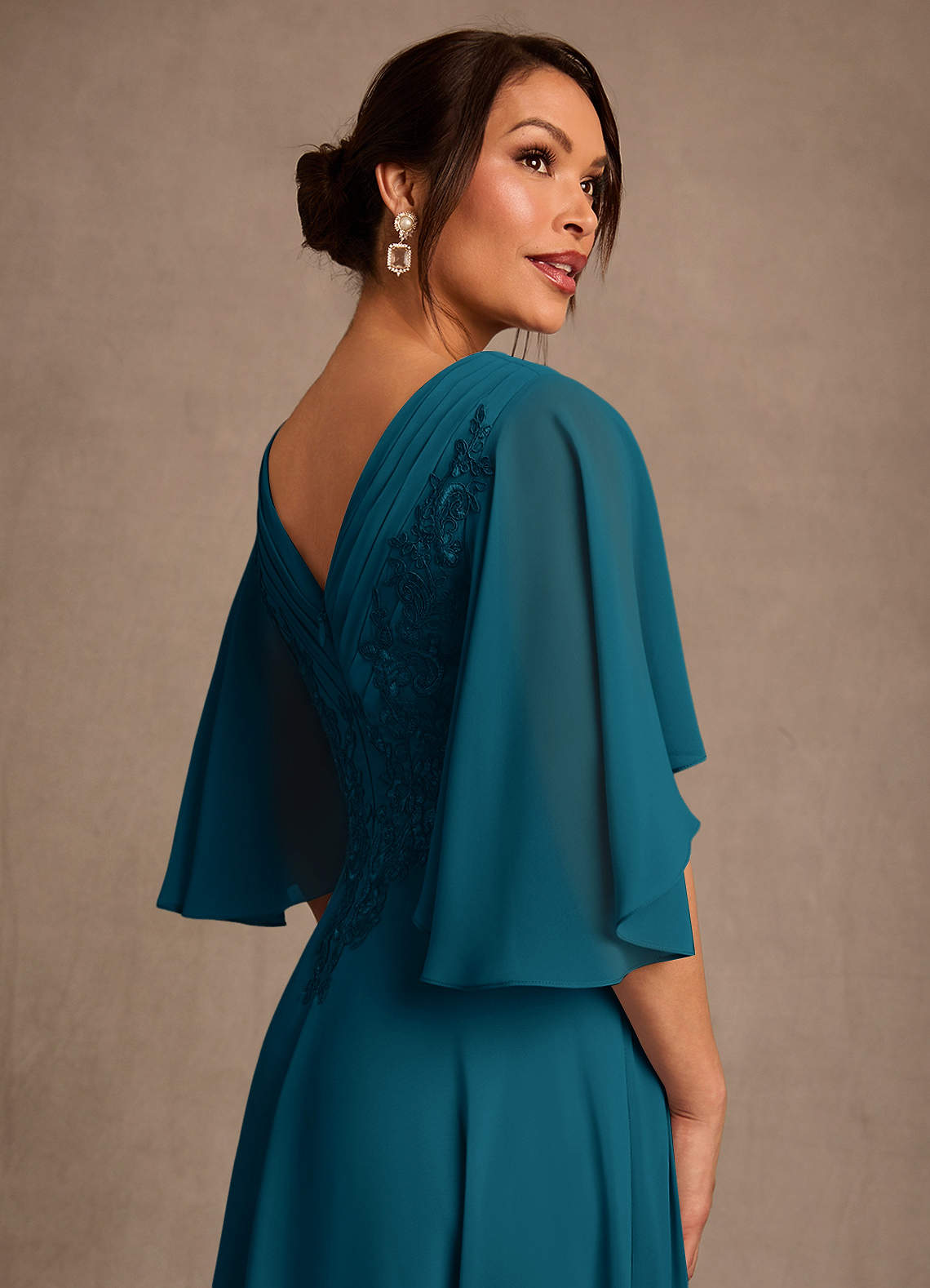 Azazie Tilda Abiti per la Madre della Sposa Abito A-Line in Chiffon Pizzo Blu Inchiostro image3