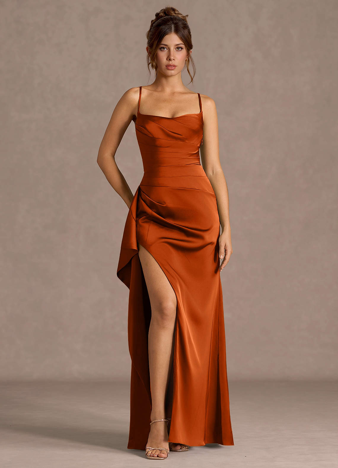 Thora Rust Open Back Prom Dress | Azazie