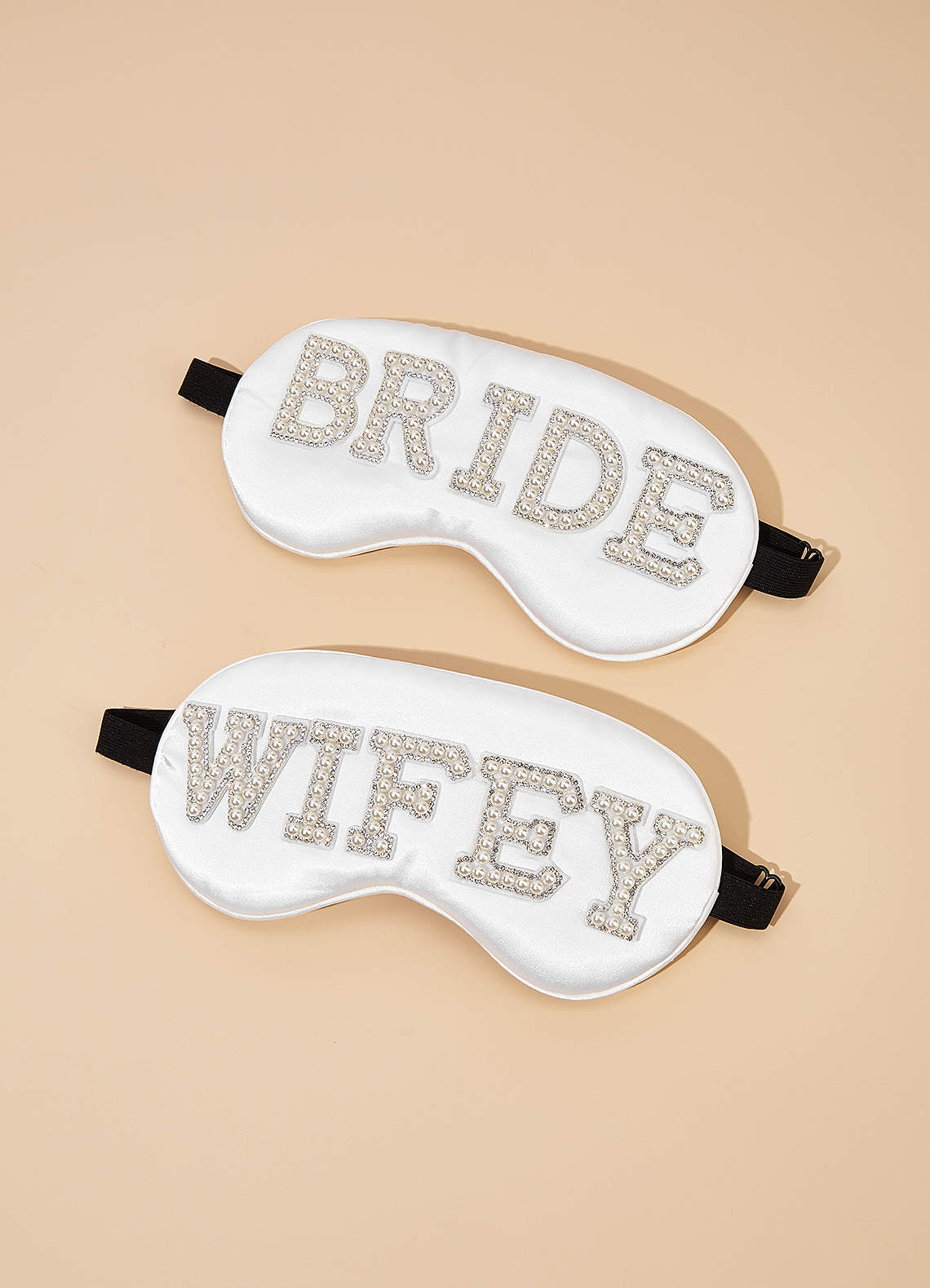 front Bride & Wifey Pearl Rhinestone Sleep Mask