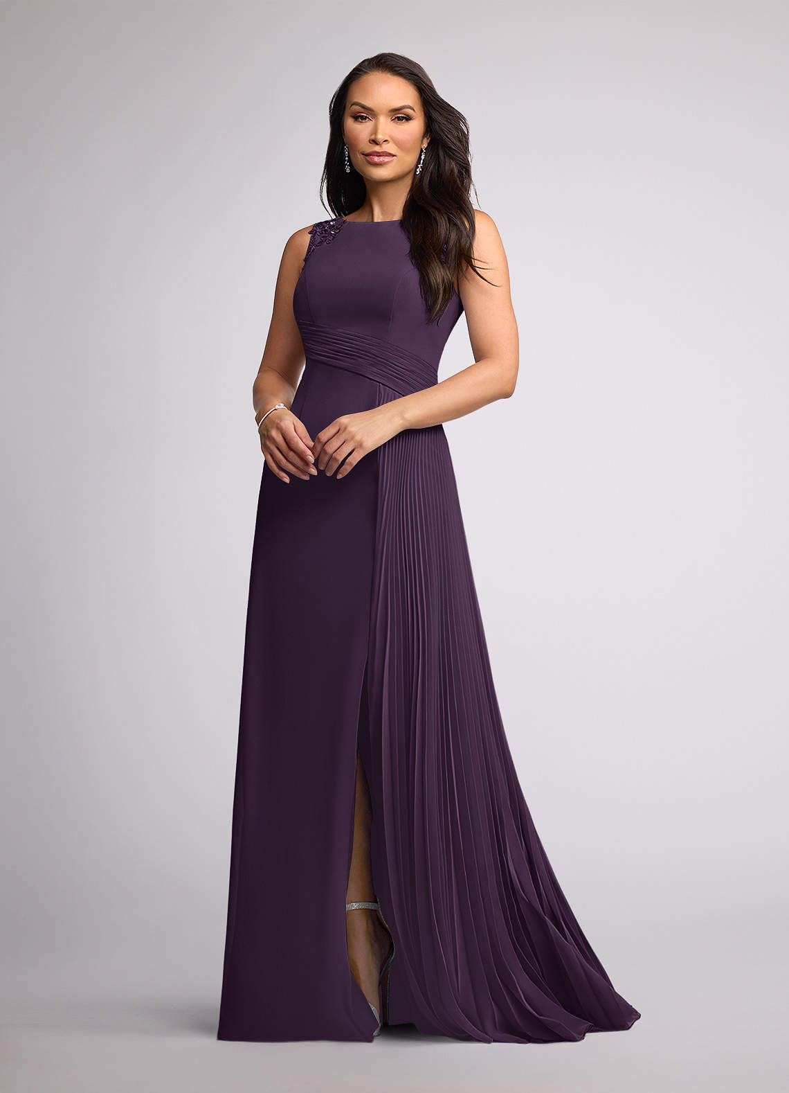 Azazie Galvan Mother of the Bride Dresses Plum A-Line Sequins Chiffon Dress image1