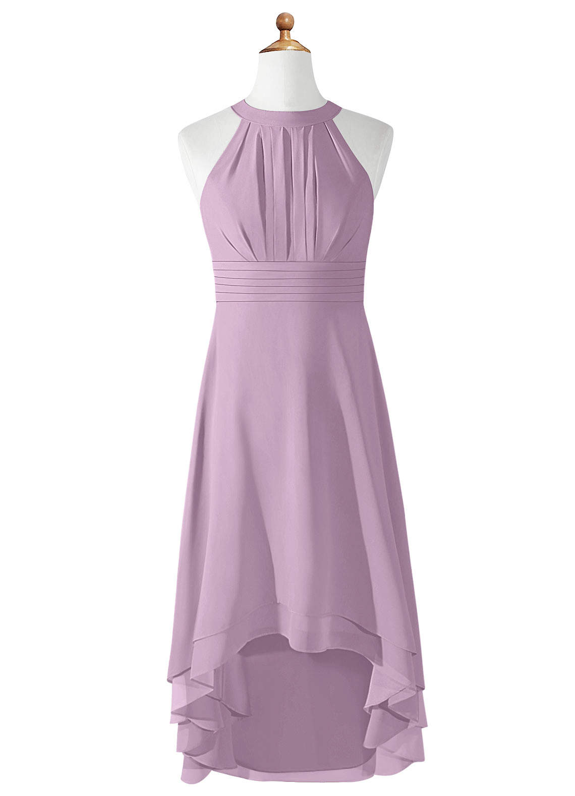 Square Neck Long Satin Junior Bridesmaid Gown Wisteria