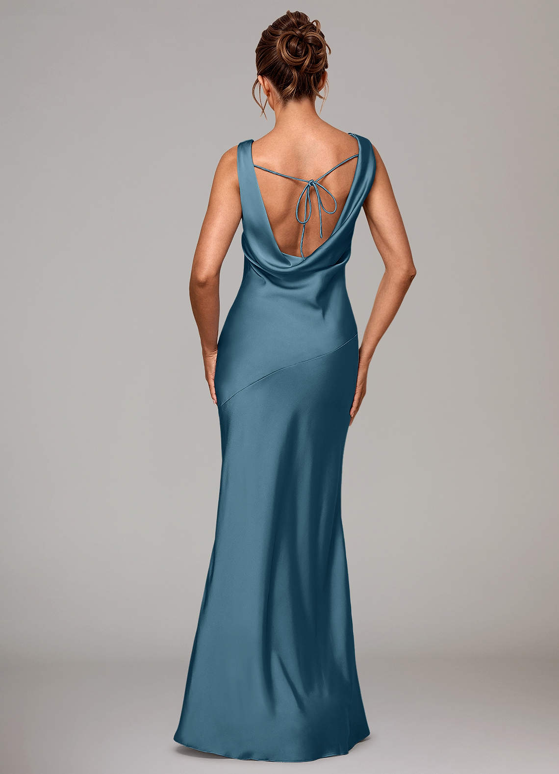 Azazie Rylina Vestidos de damas de honor Vestido de Bermudas de Satén Elástico de Corte Sirena image5