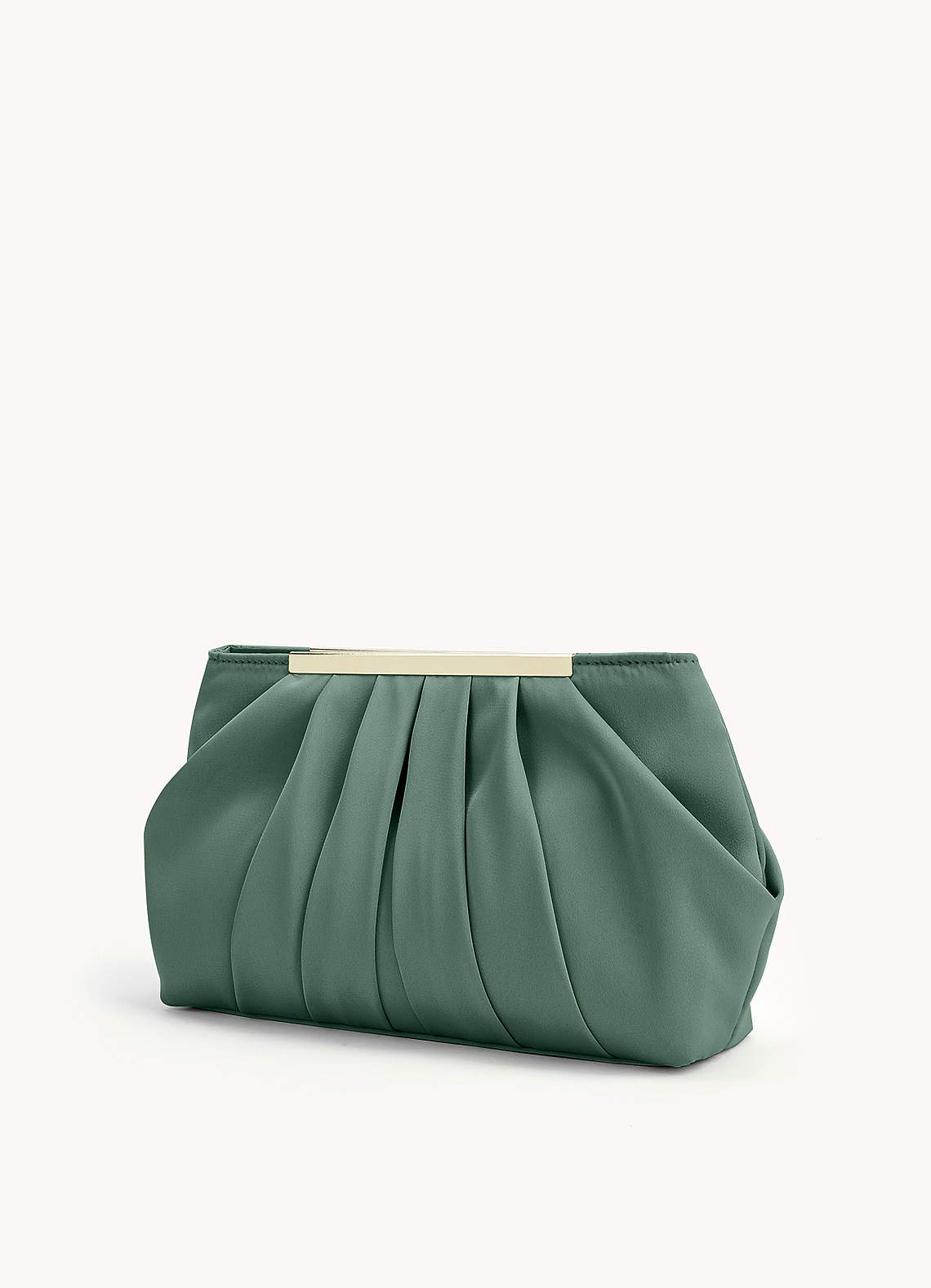 front Matching Color Stretch Satin Chunky Heel Sandals & Pleated Clutch Set