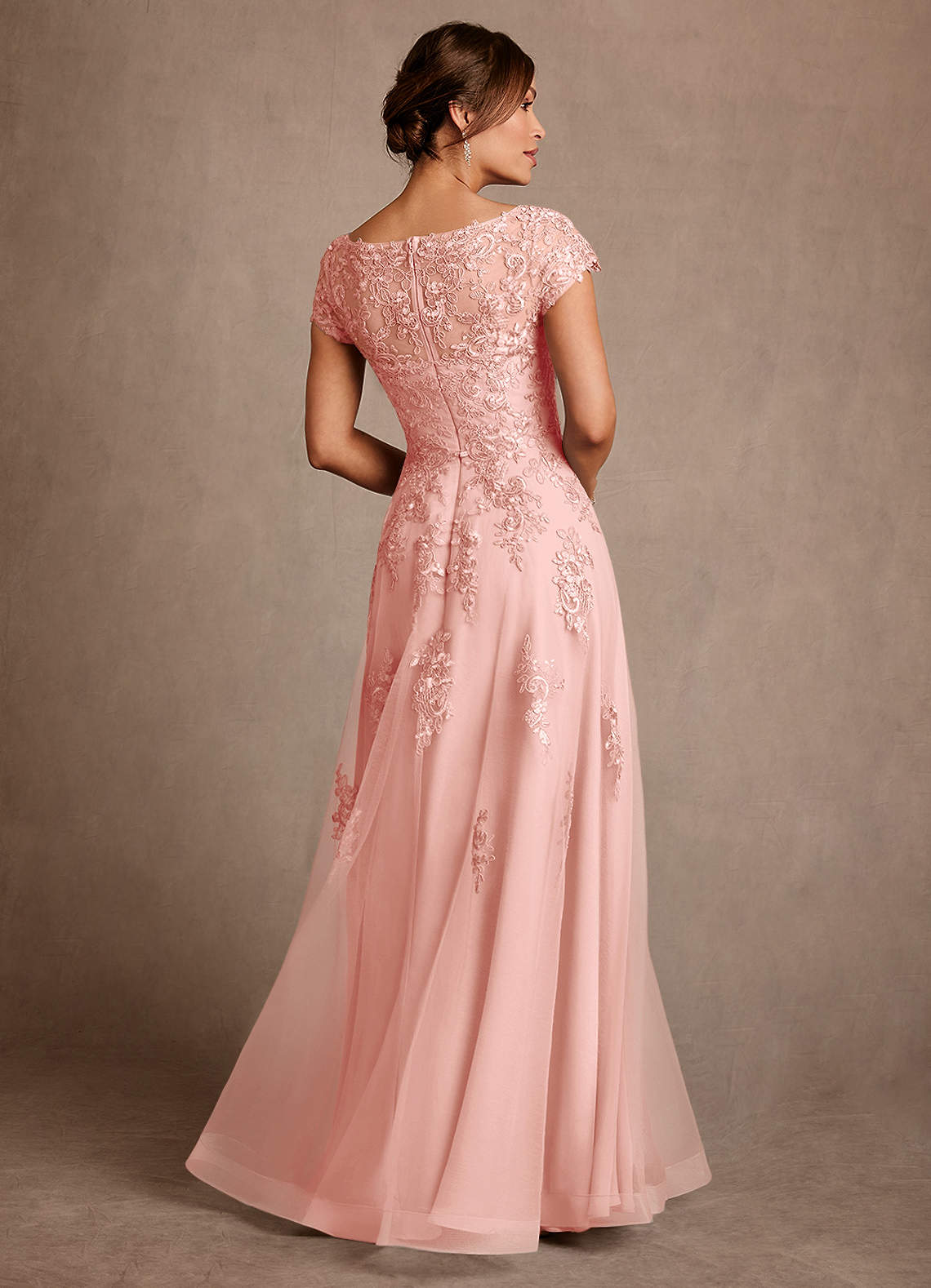 Azazie Jalinda Mère de la mariée Robes Robe Trapèze en Mousseline de soie Dentelle Rosette image1