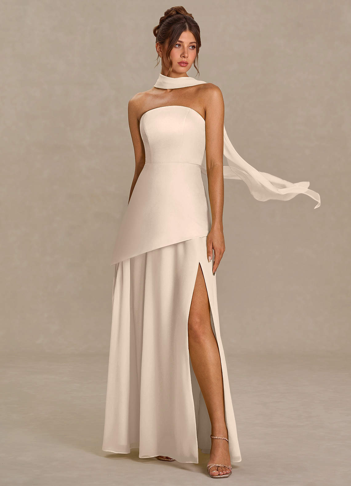 green emerald velvet dress Shop Cream Plunge Neck Flowy Mini Dress - for Women | OUTZIDR main image 1