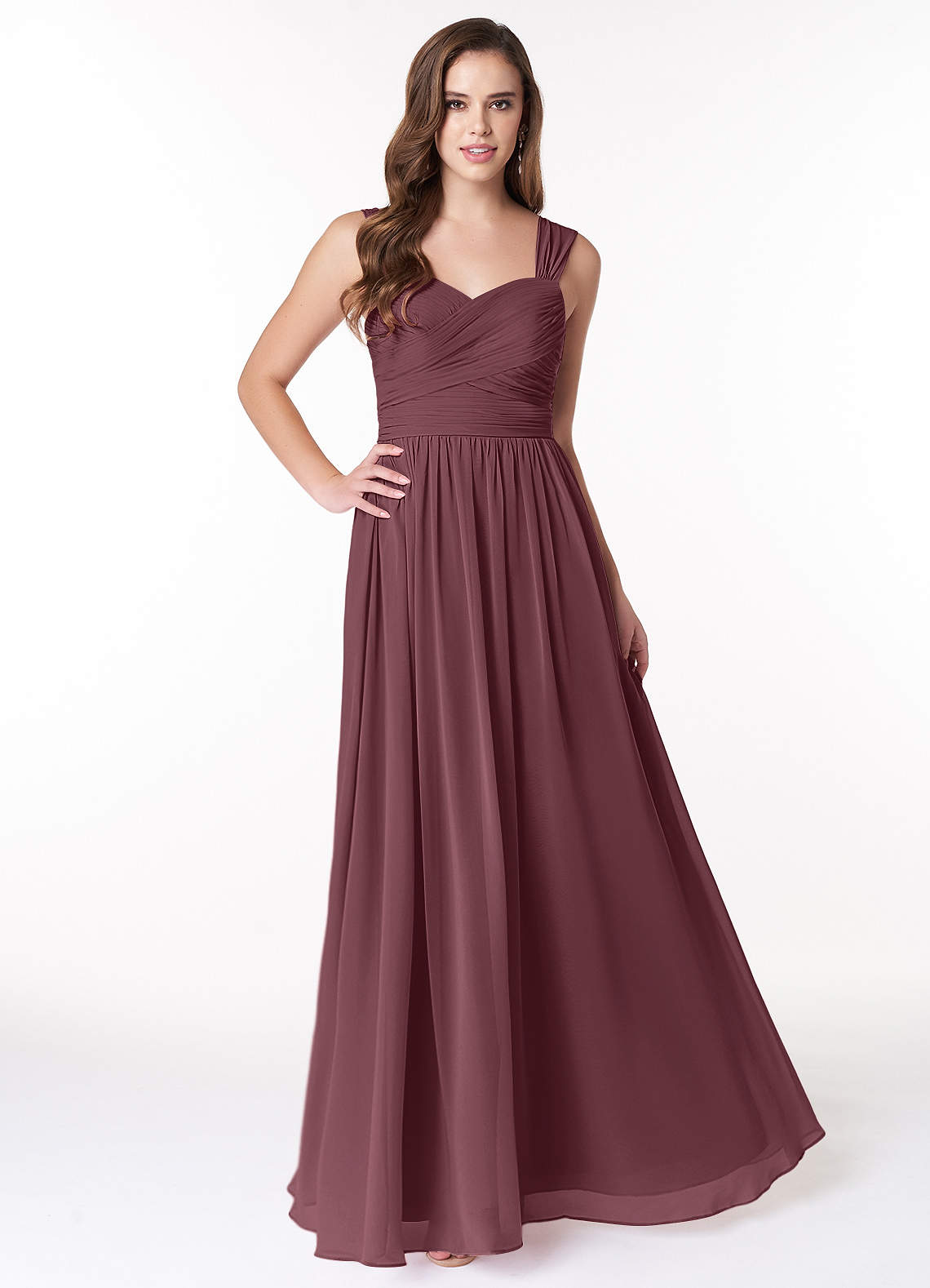 Azazie Zapheira Bridesmaid Dresses Sangria A-Line Ruched Chiffon Dress image1