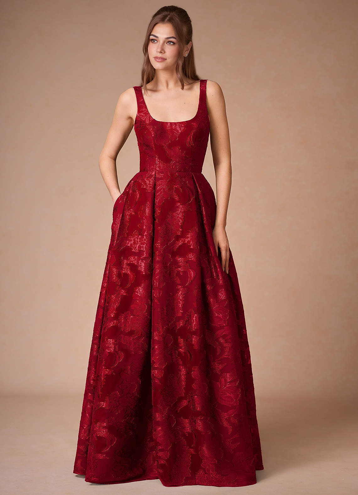 Althea Ruby Red Tie-Back Maxi Dress Ready to Ship | Azazie