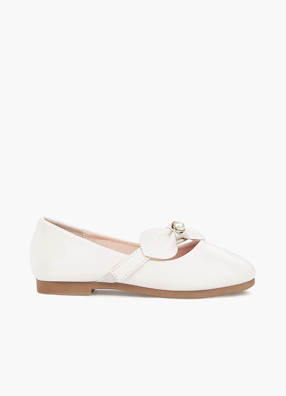 front Bow And Pearl Girl's Flat Shoes