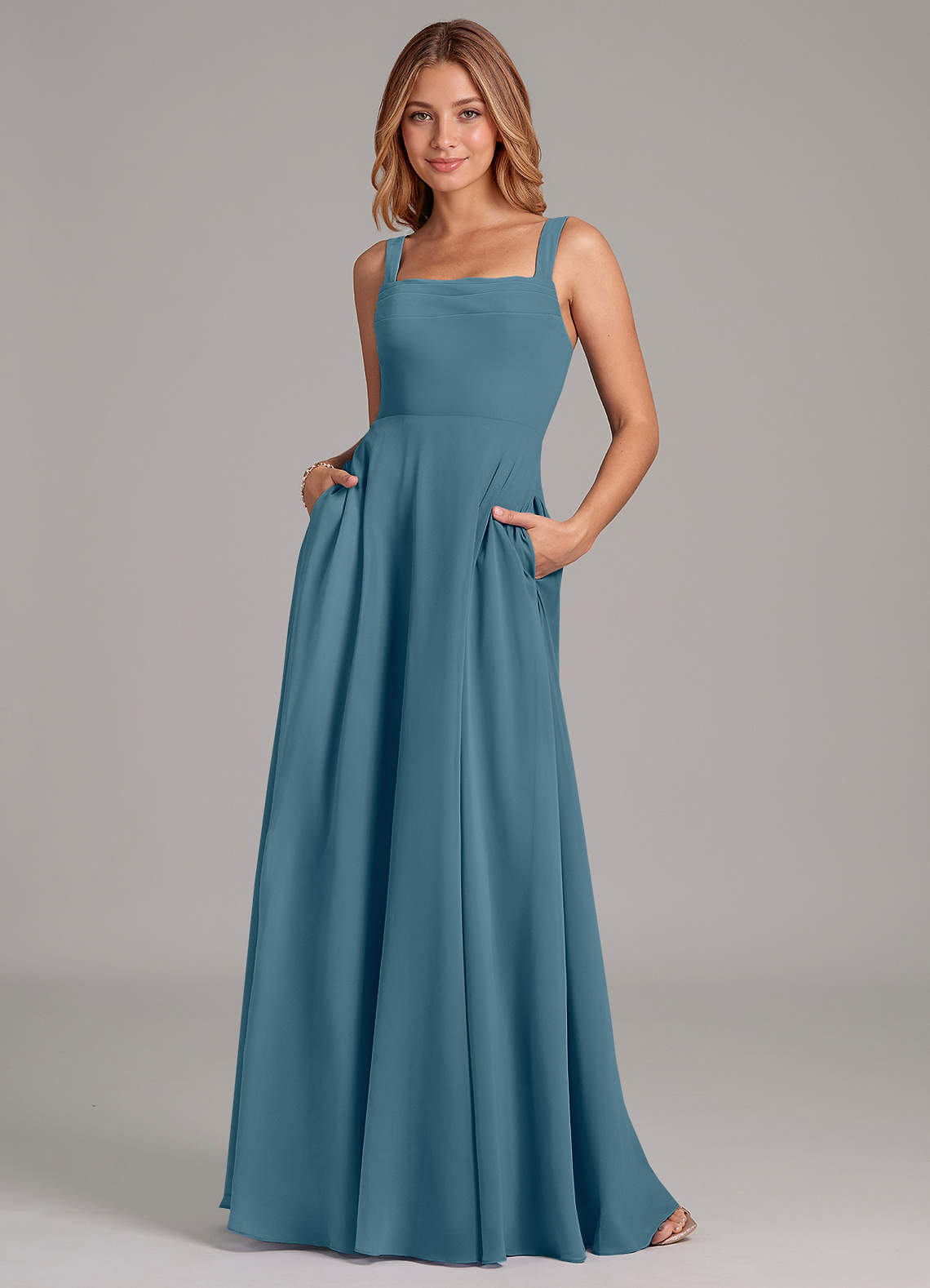 Azazie Shaude Bridesmaid Dresses Bermuda A-Line Pleated Chiffon Dress image1