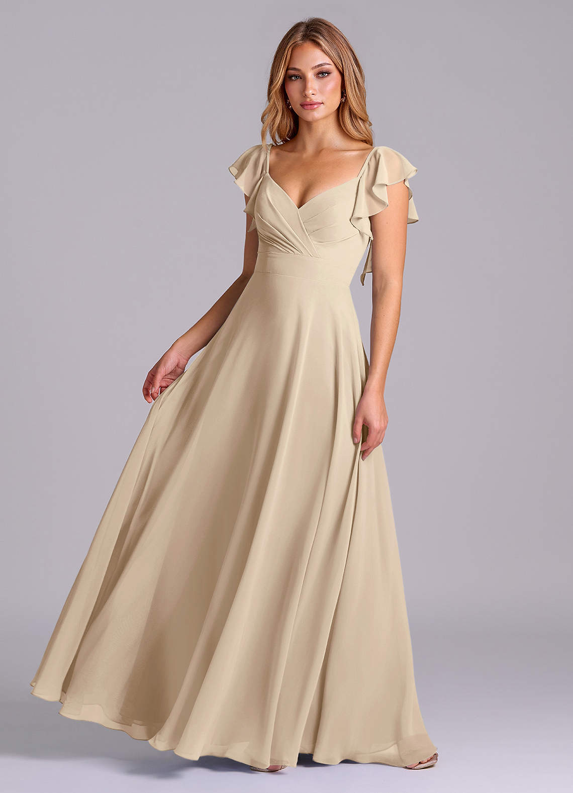 chiffon a-line formal dress A Line V Neck Floor Length Lilac Chiffon Long Prom Dress, Lilac Lavend –  abcprom main image 0