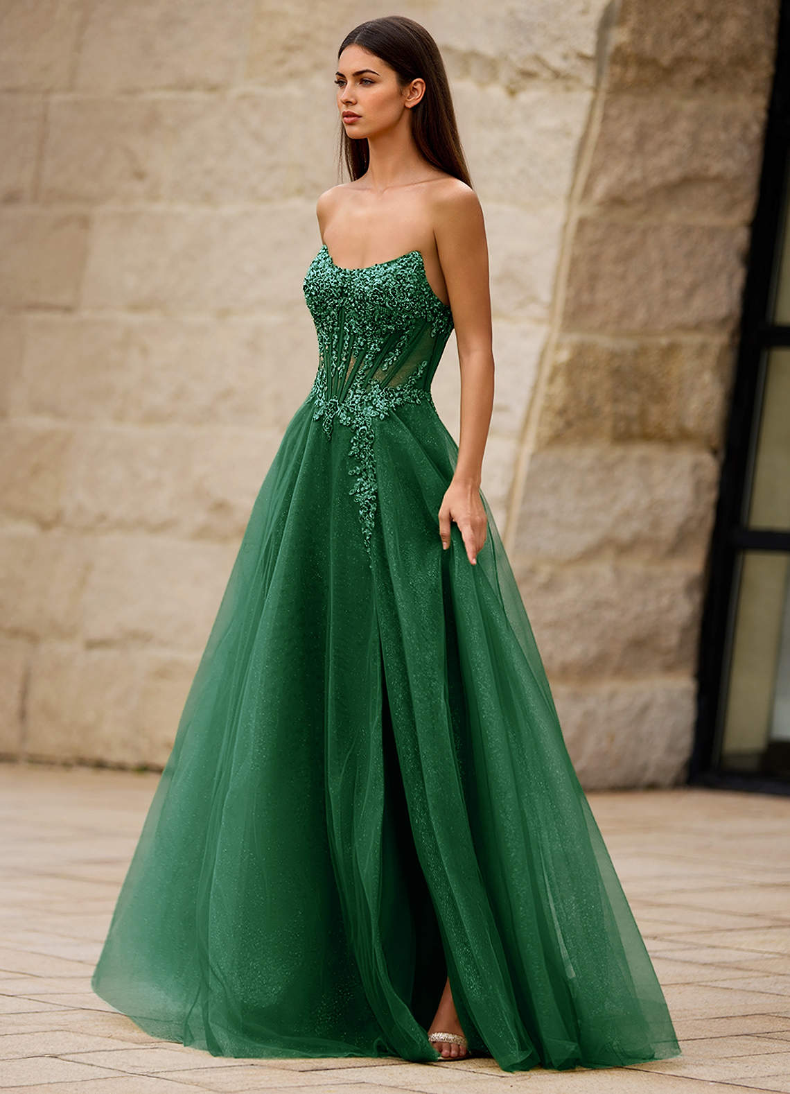 green soiree dresses Emerald Green Elegant Evening Gowns 23421ZY