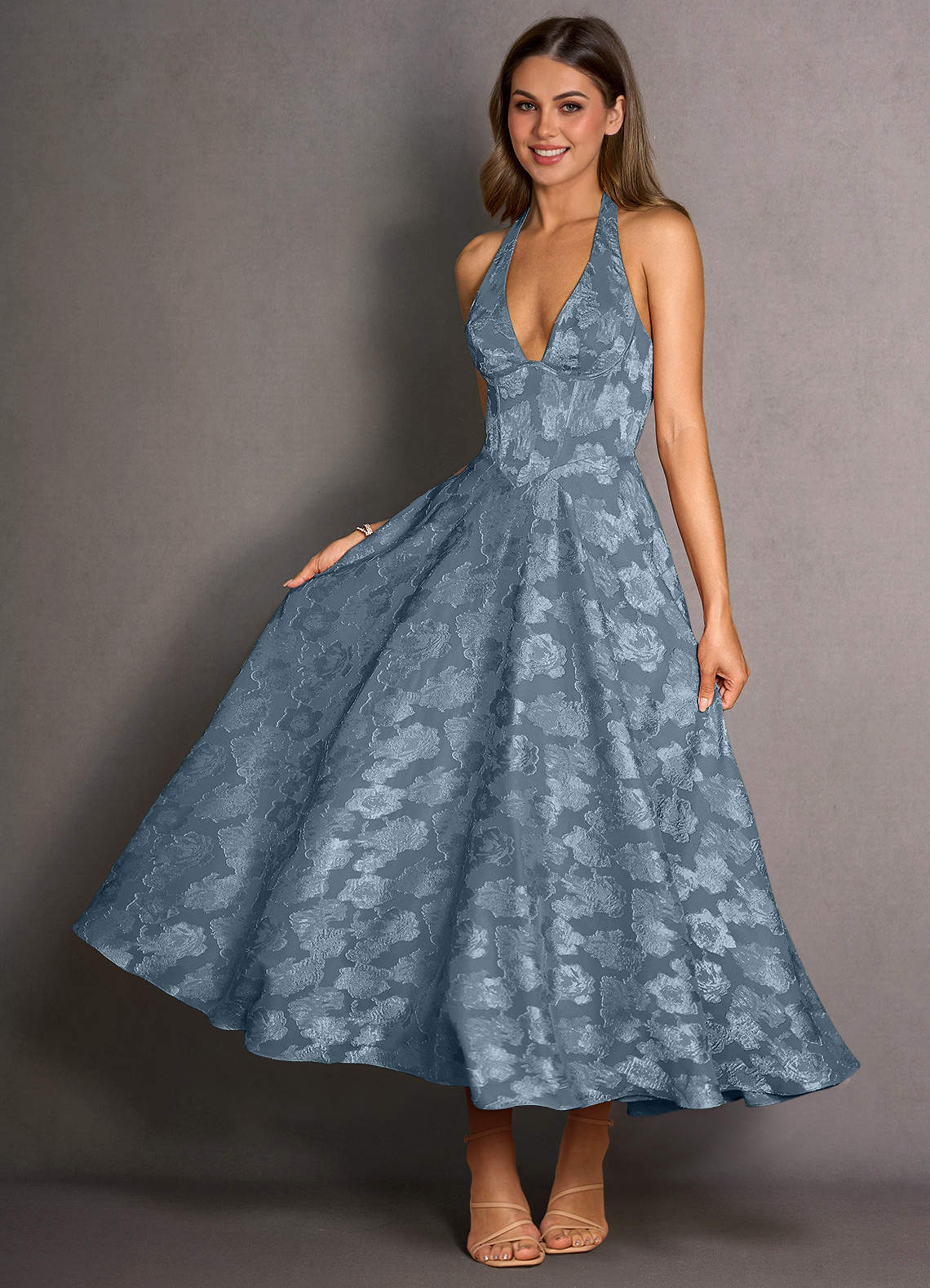 Isabeau Dusty Blue Midi Dress image1
