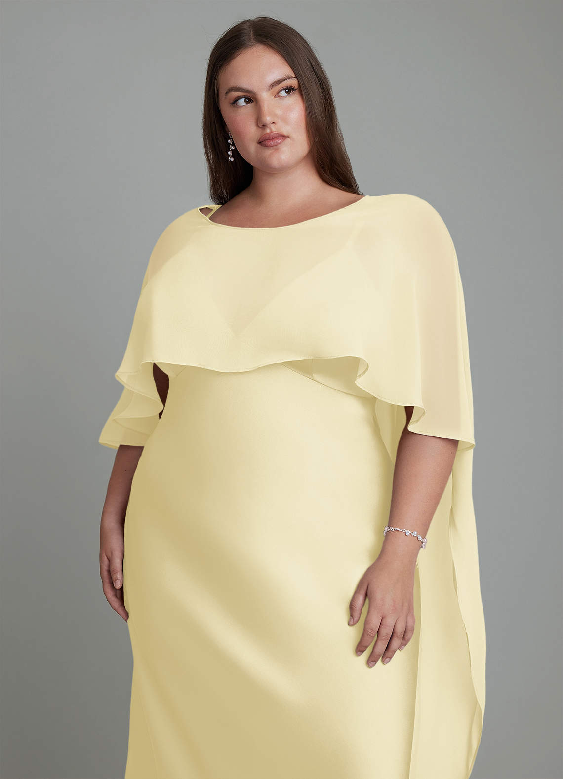 Azazie Stefania Bridesmaid Dresses Lemon Sorbet A-Line Stretch Satin Dress image13