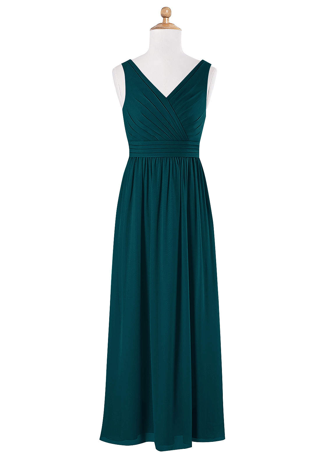 Azazie A-Line/Princess V-Neck Floor-Length Chiffon Junior Bridesmaid Dresses - Pine