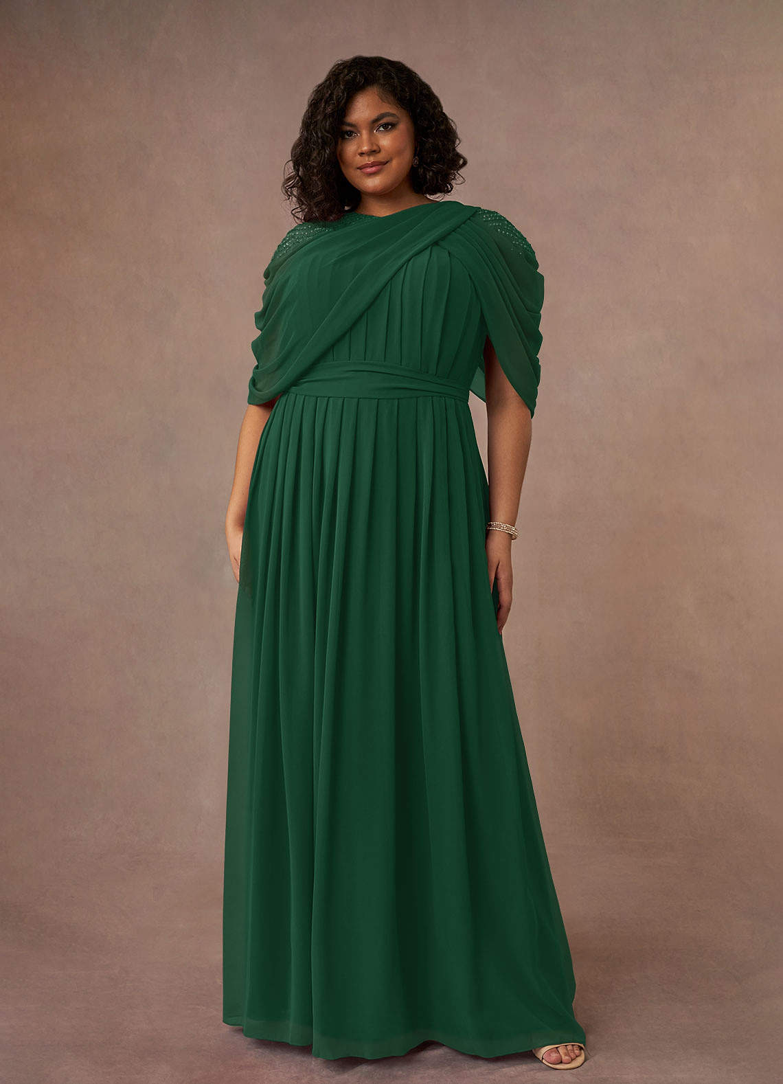 Azazie Olena Mother of the Bride Dresses Dark Green A-Line Sequins Chiffon Dress image1