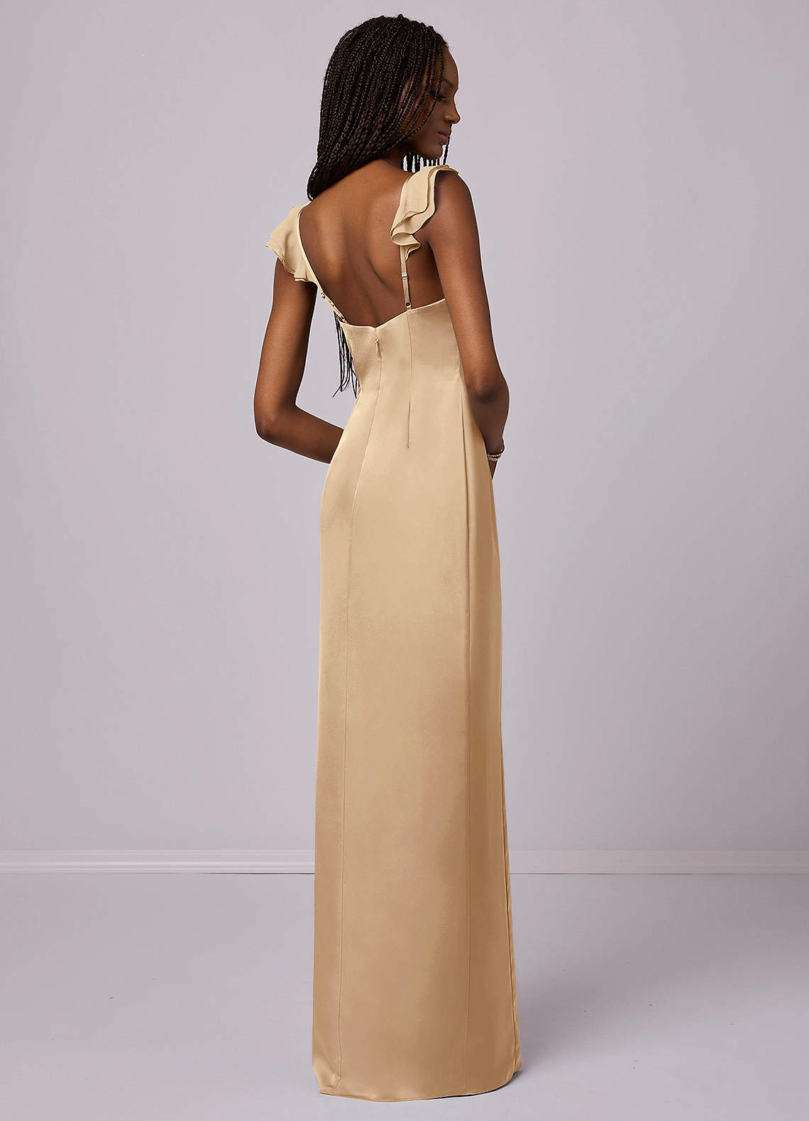 Barbie ♥ Azazie Bridesmaid Dresses Sheath Stretch Satin Floor-Length Dress image1