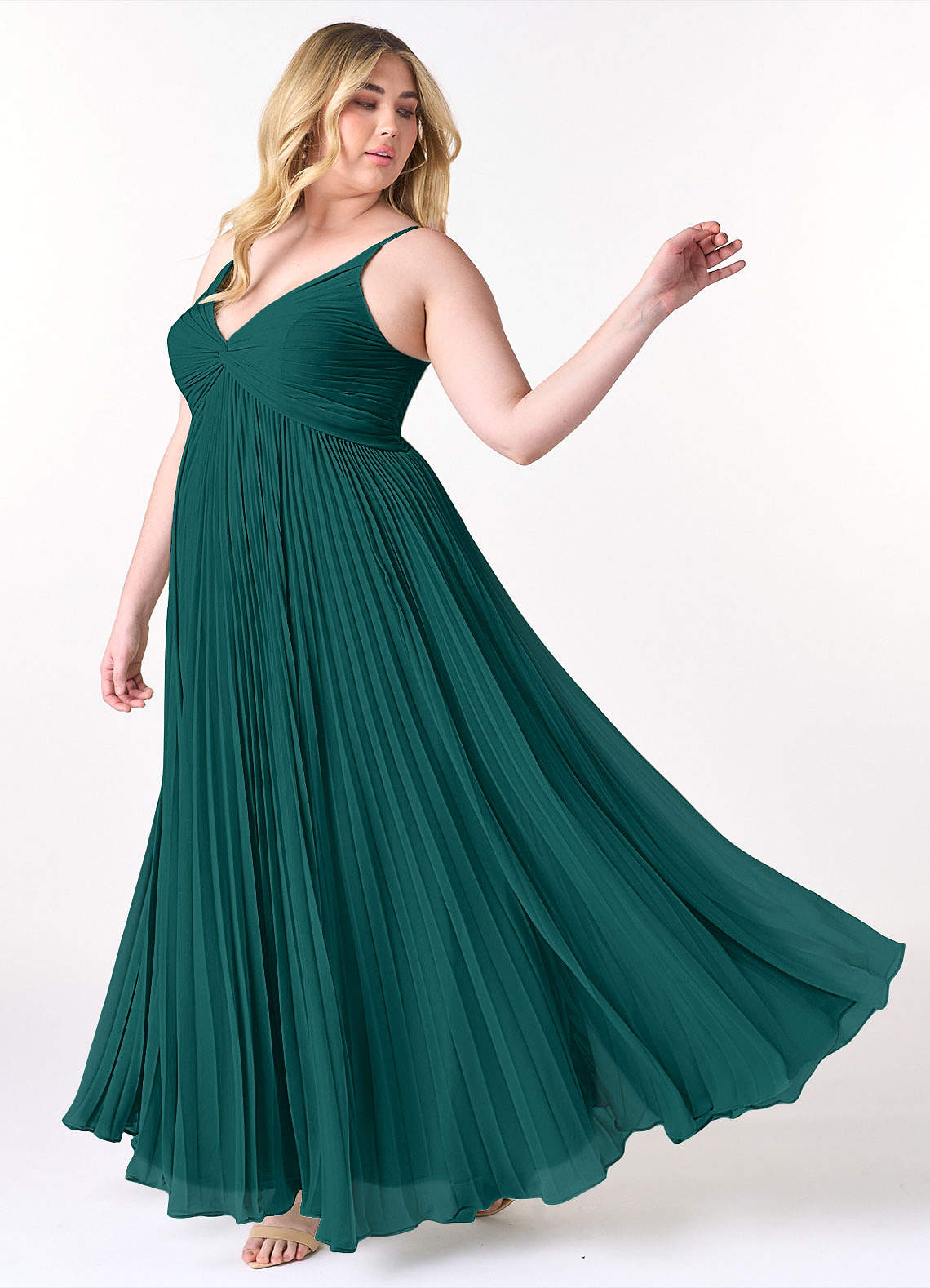 Sweetheart Neck Maxi Chiffon Dresses Peacock main image 1