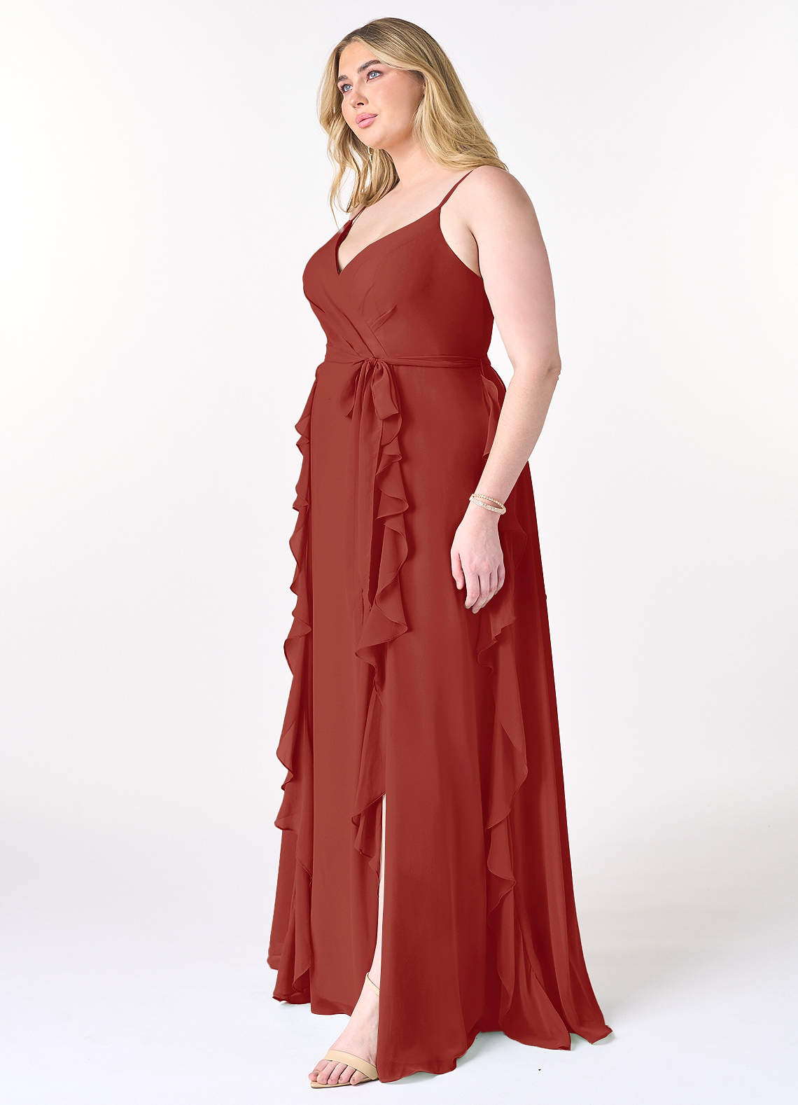 terracotta formal dress plus size Azazie Syenna
