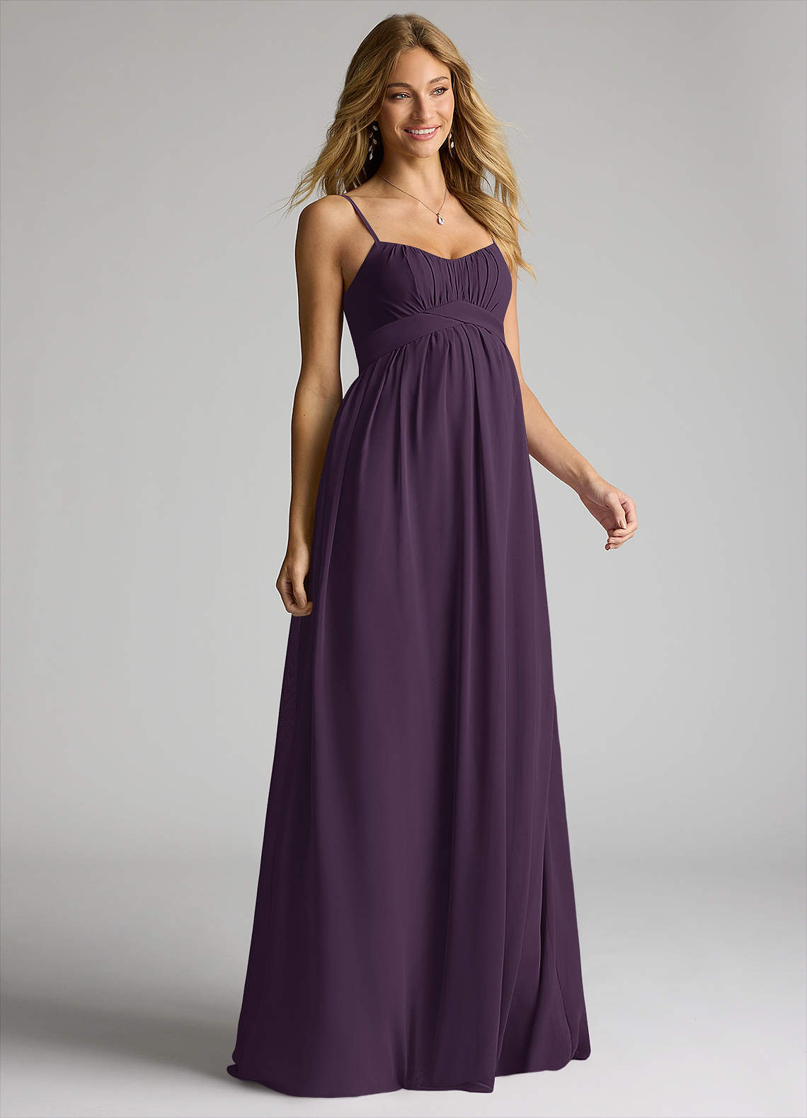 Azazie Plum Verna Floor Length Chiffon authentic Maternity Dress Size 20