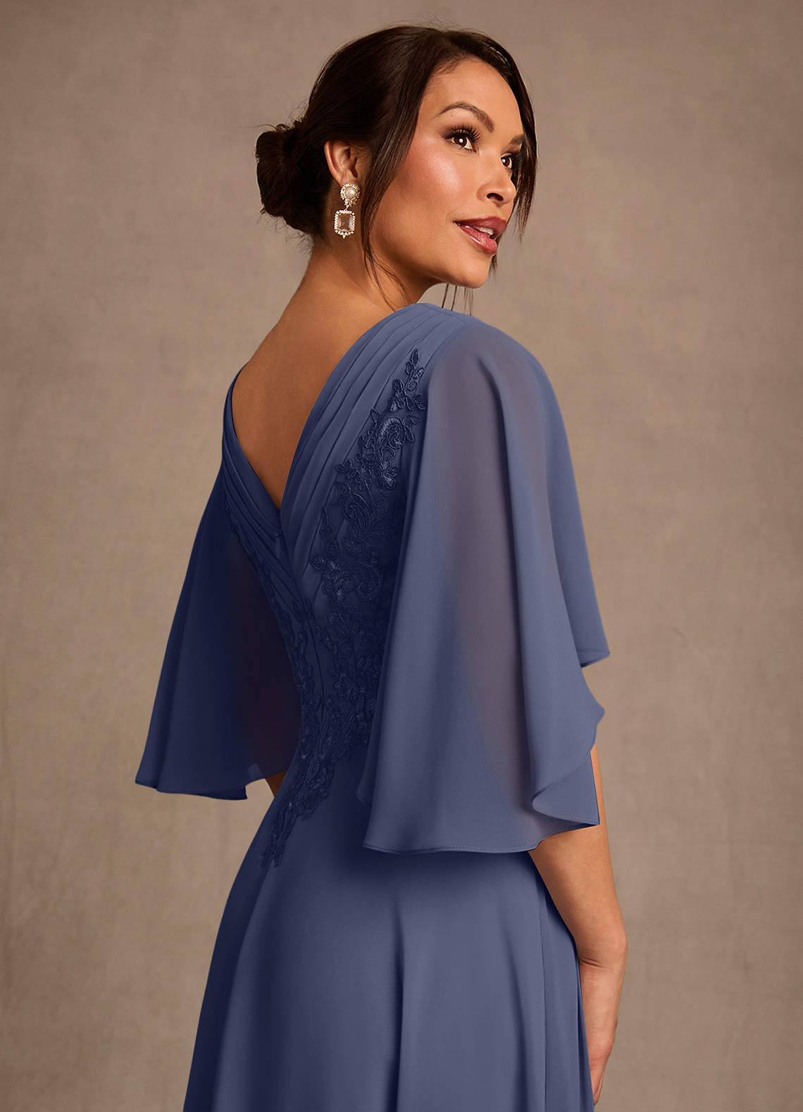 Azazie Tilda Kleider für die Brautmutter A-Linie Spitze Chiffon Kleid Sturm image3