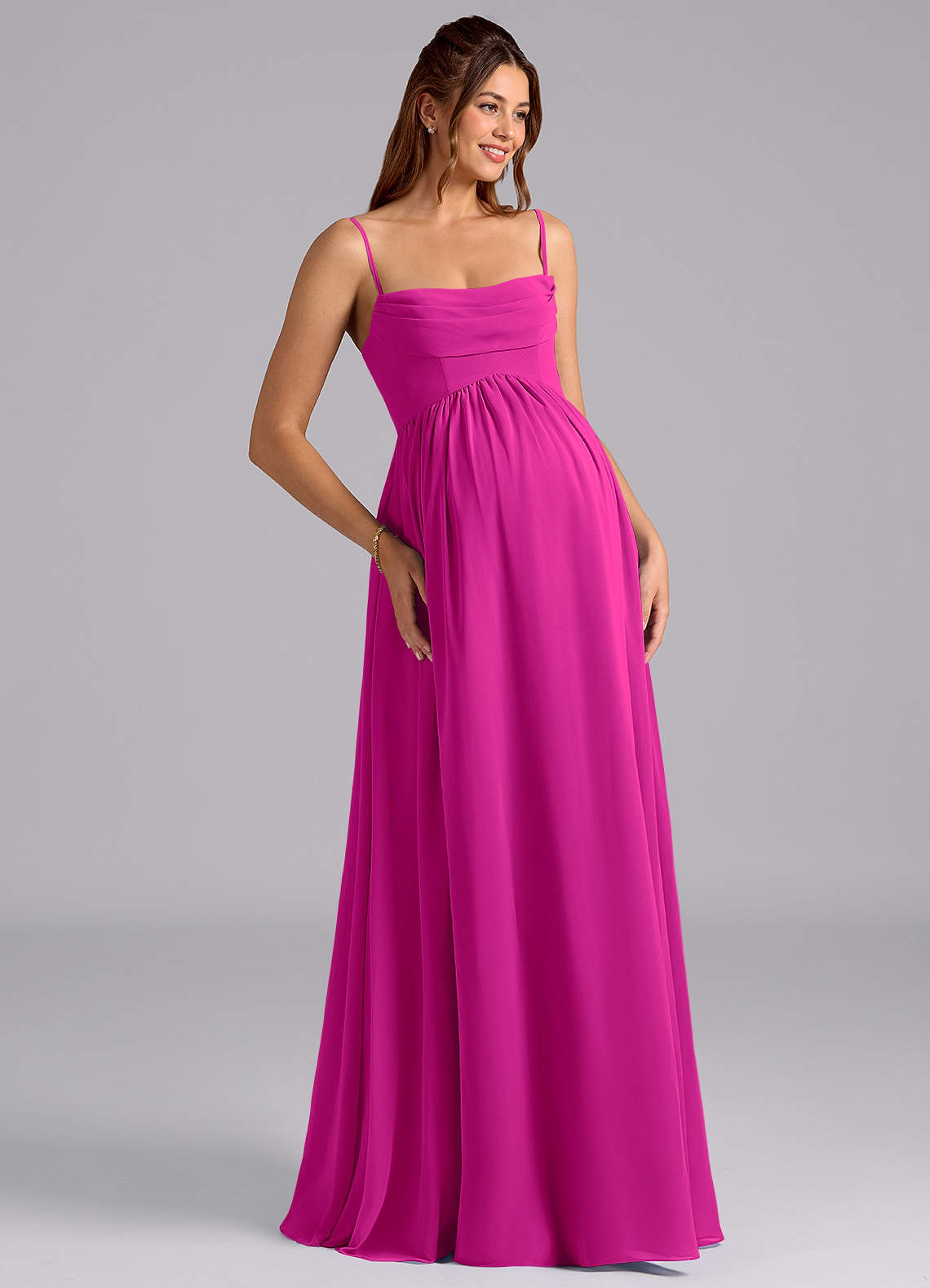 maternity bridesmaid dresses pink Azazie Saige