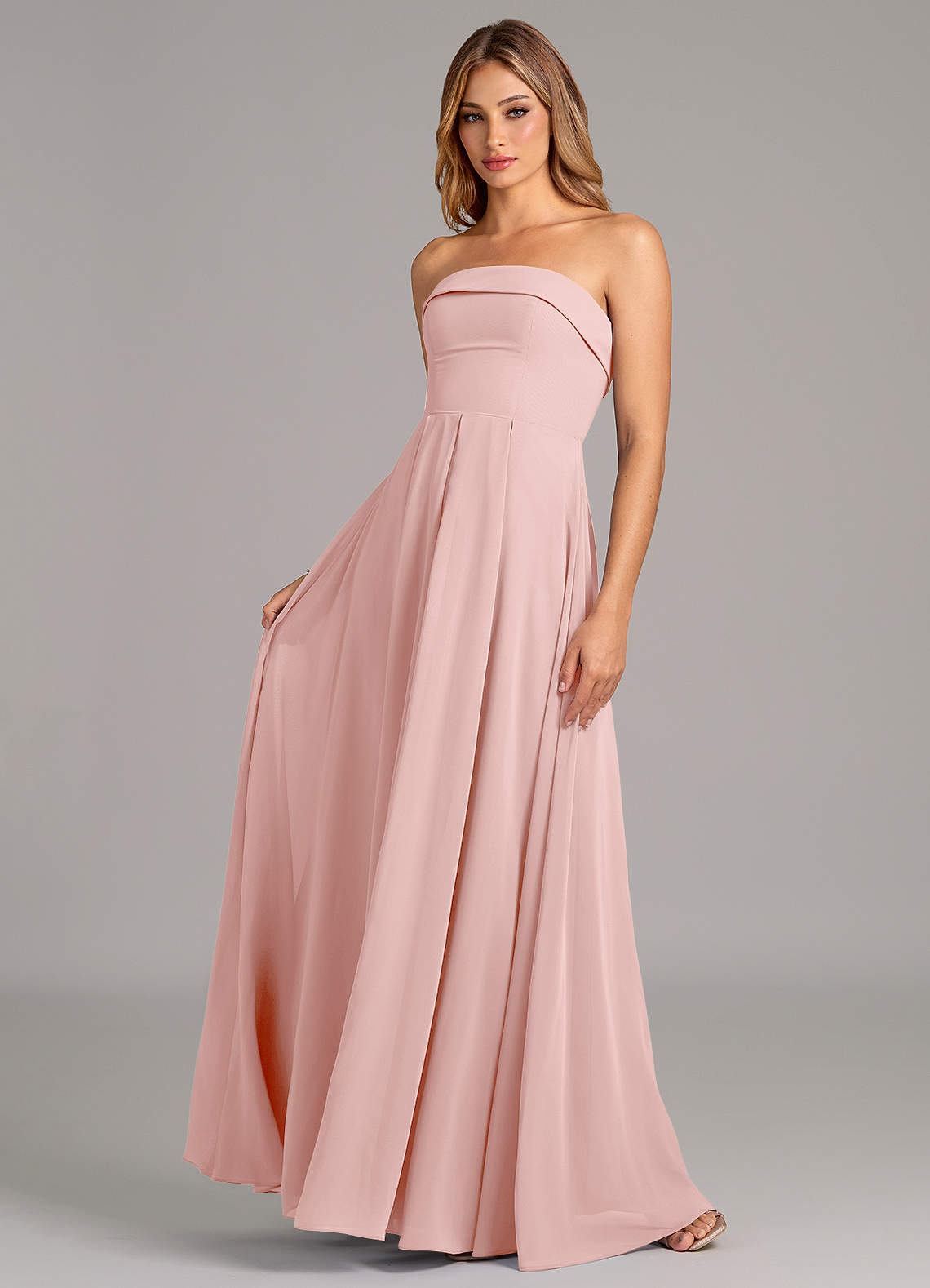 Azazie Lucienne Powder Pink Chiffon Bridesmaid Dresses | Azazie UK