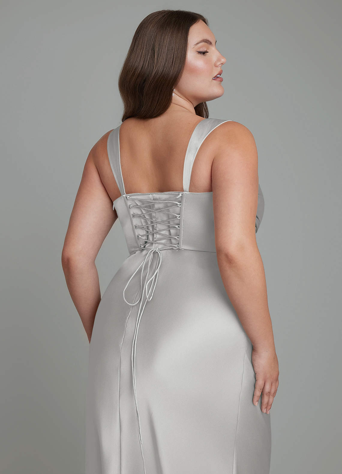 Azazie Agustina Bridesmaid Dresses Silver Mermaid Corset Stretch Satin Dress image12