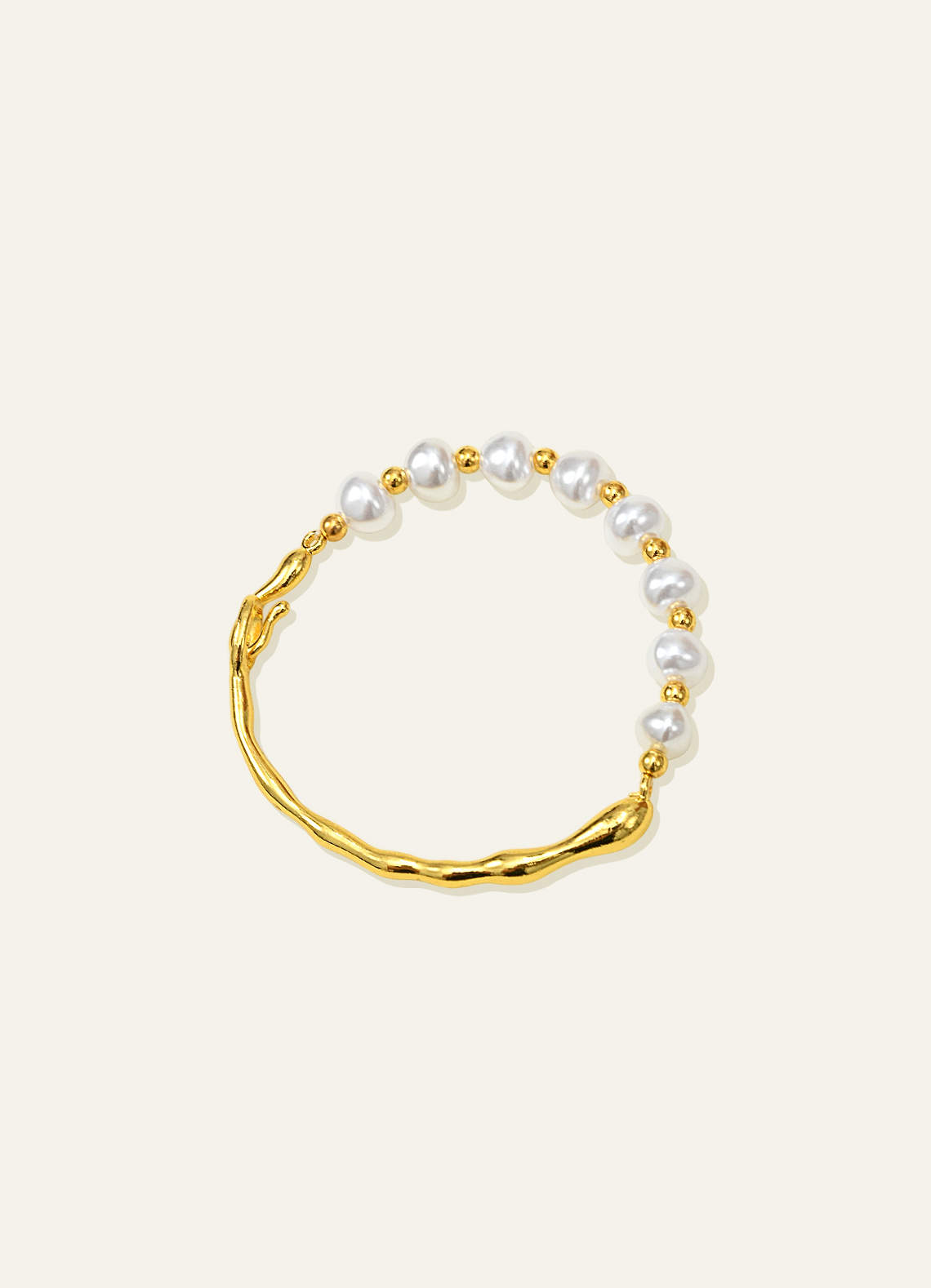 front Organic Gold & Pearl Bracelet
