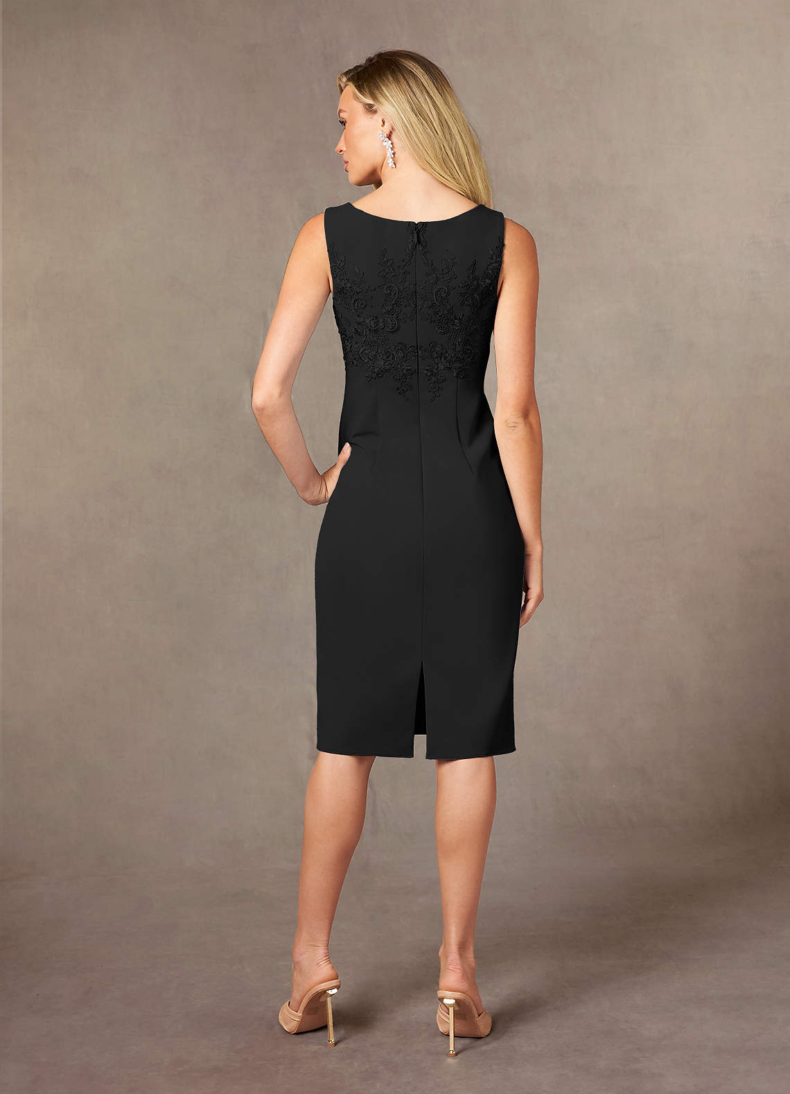 Azazie Ryne At-home Try On Dresses Black Sheath Lace Dress image1