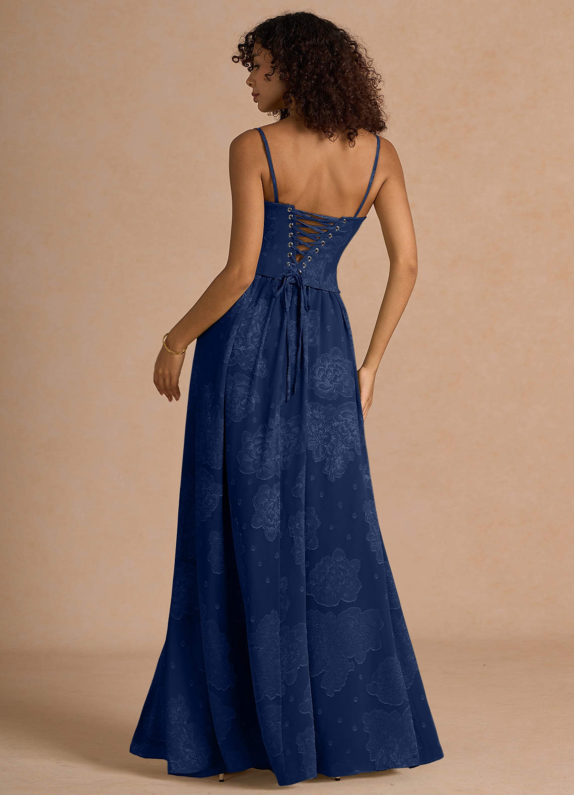 Azazie Floor-Length Maxi Dresses A-Line Wedding Guest Formal Dresses Strapless Navy