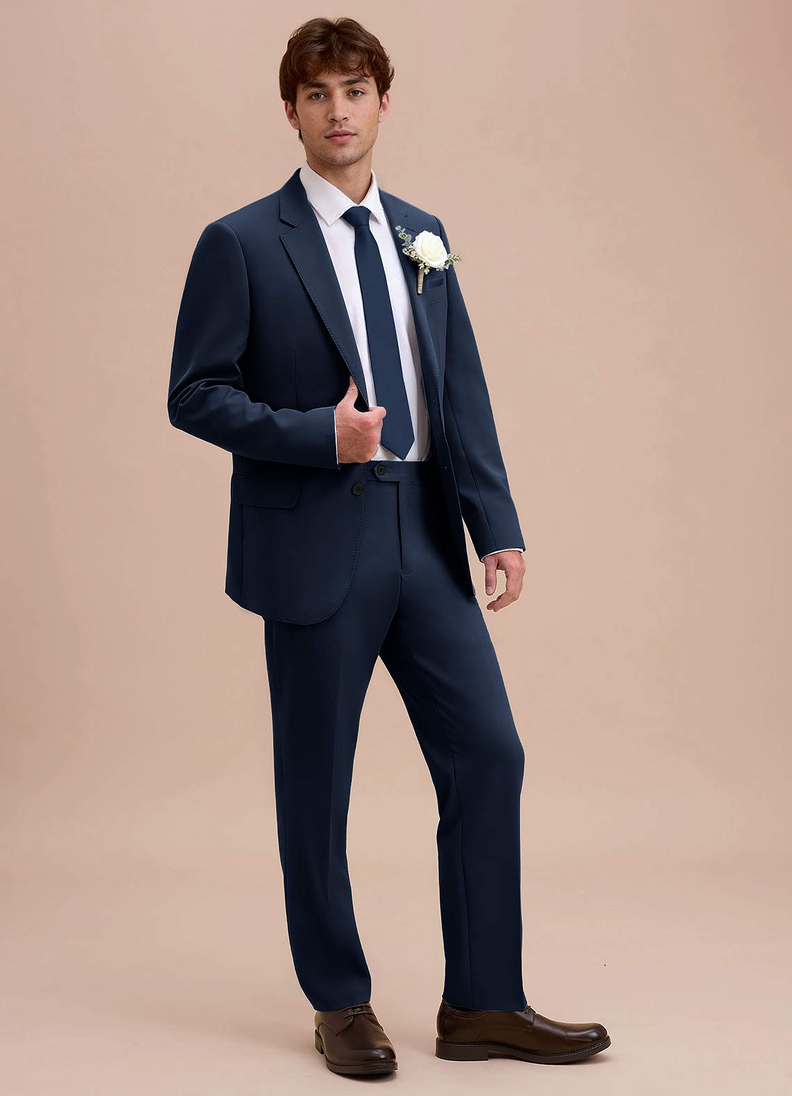 front Ethan Dark Navy Refined Weave Suit Jacket