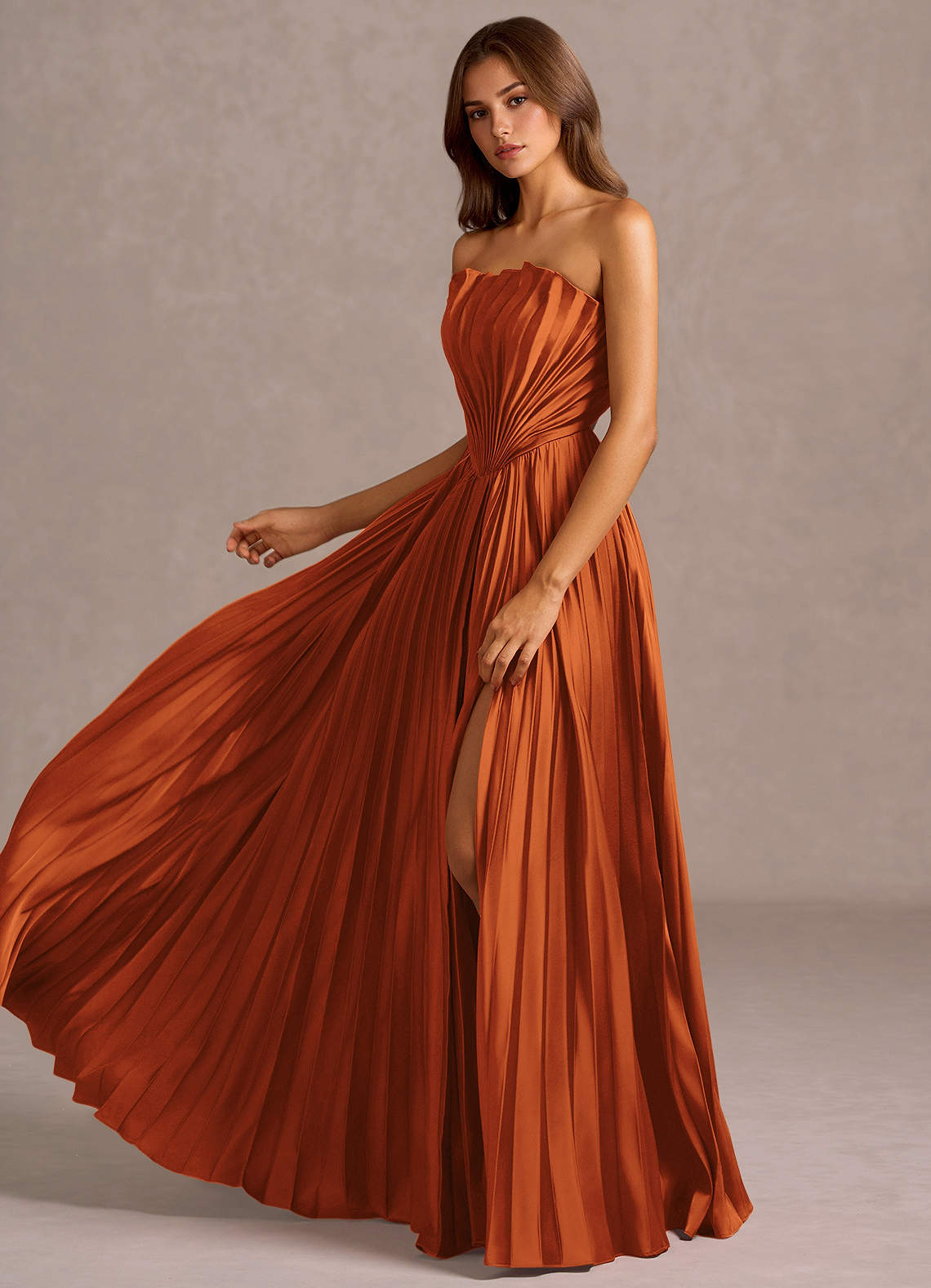 Azazie Floor-Length Maxi Dresses A-Line Wedding Guest Formal Dresses Strapless Spice