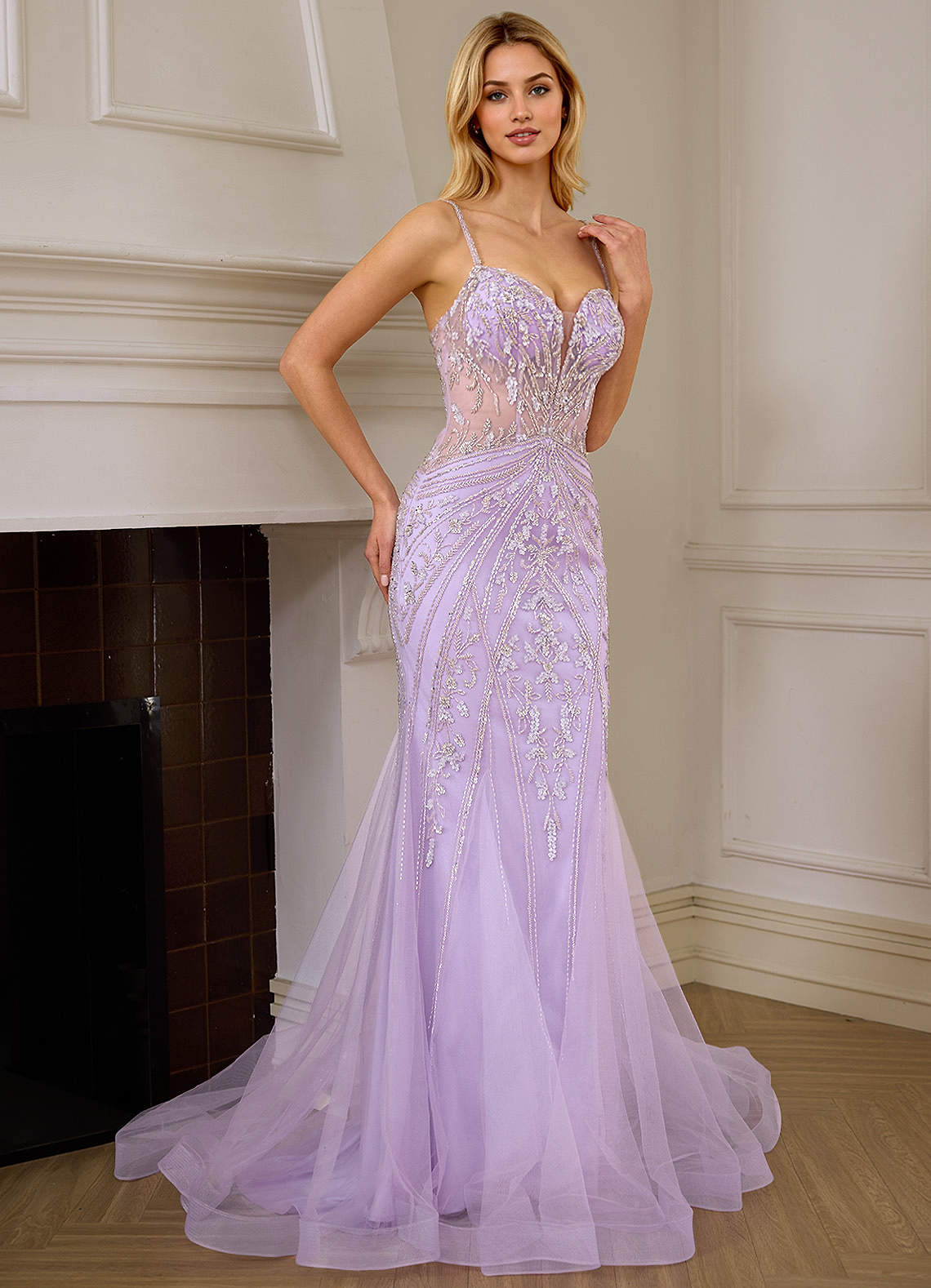 Josepheas Light Purple Beading Tulle Mermaid Corset Prom Dress Prom and  Homecoming Dresses | Azazie AU
