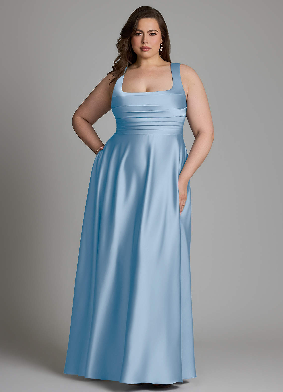 Azazie Azaria Bridesmaid Dresses Powder Blue A-Line Corset Stretch Satin Dress image6