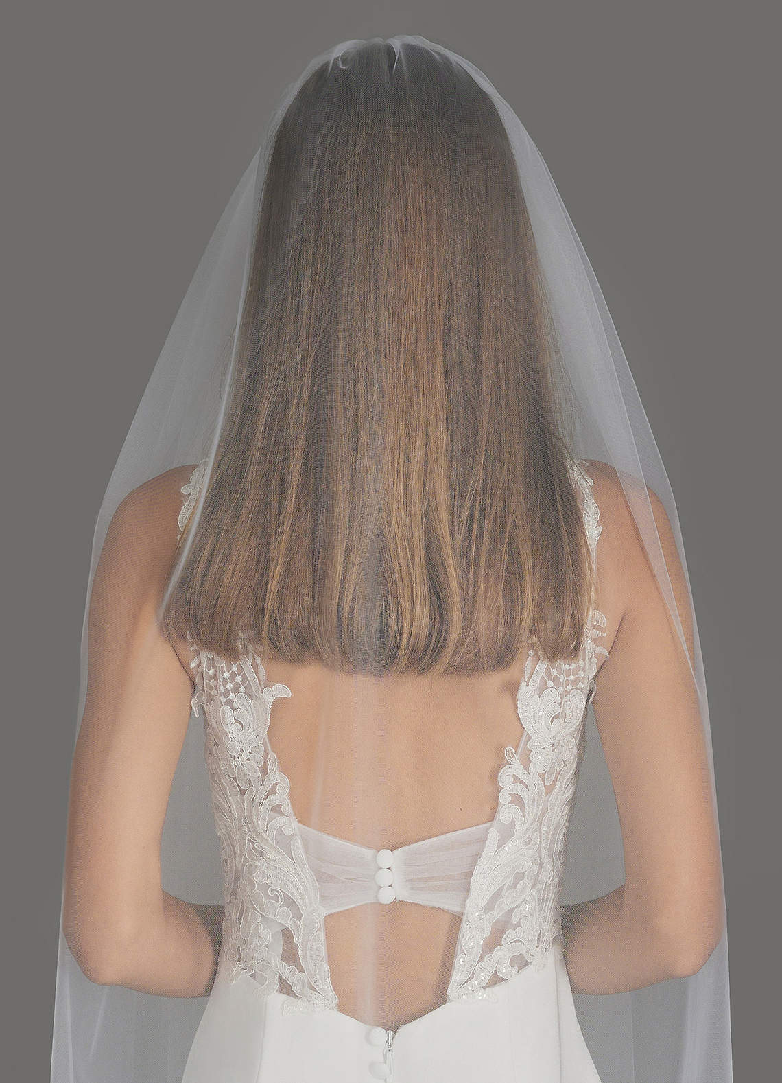 front Sheena Beads Fingertip Length Veil