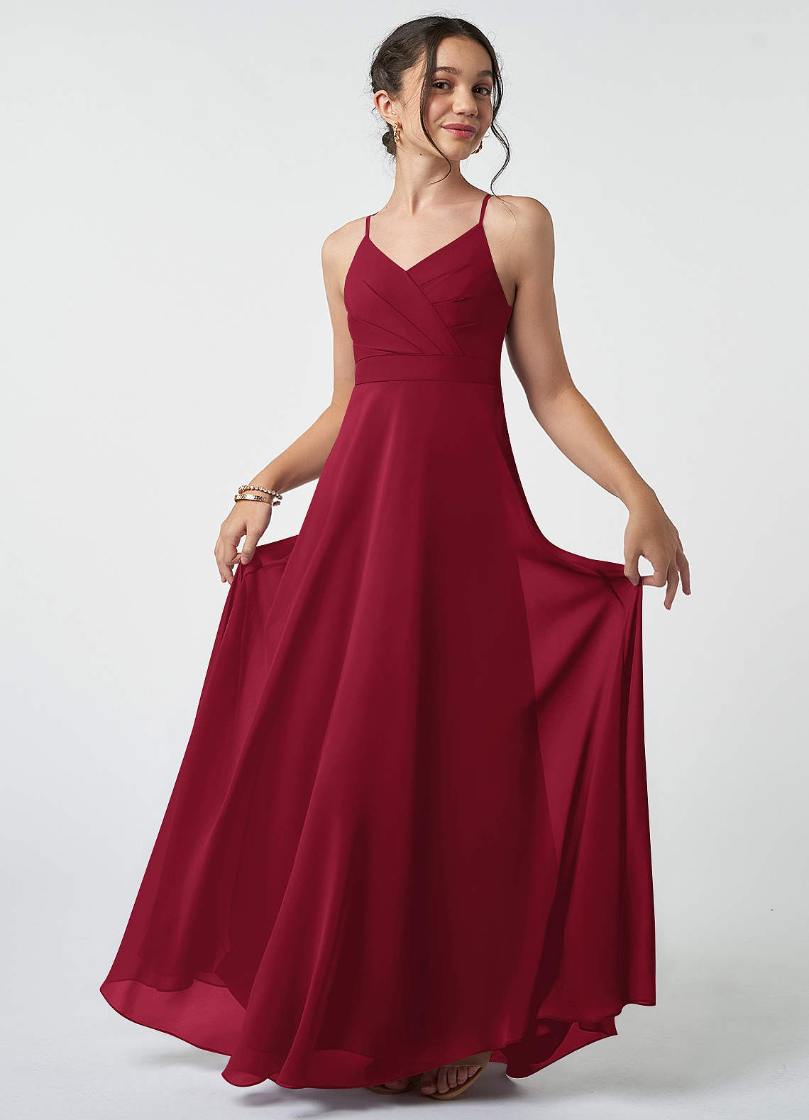 Azazie Avelina Junior Bridesmaid Dress in Burgundy | Azazie