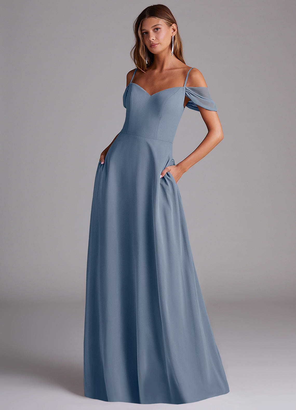 Azazie Marley Bridesmaid Dresses Twilight A-Line Off the Shoulder Chiffon Convertible Dress image1