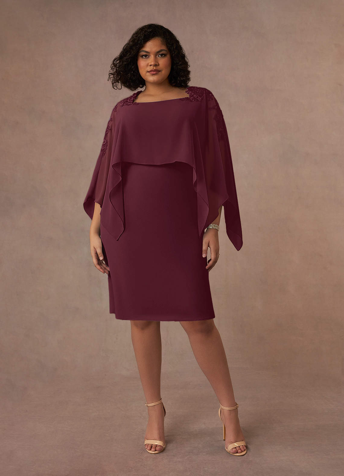 Azazie Maryam Mother of the Bride Dresses Cabernet Sheath Lace Chiffon Dress image1